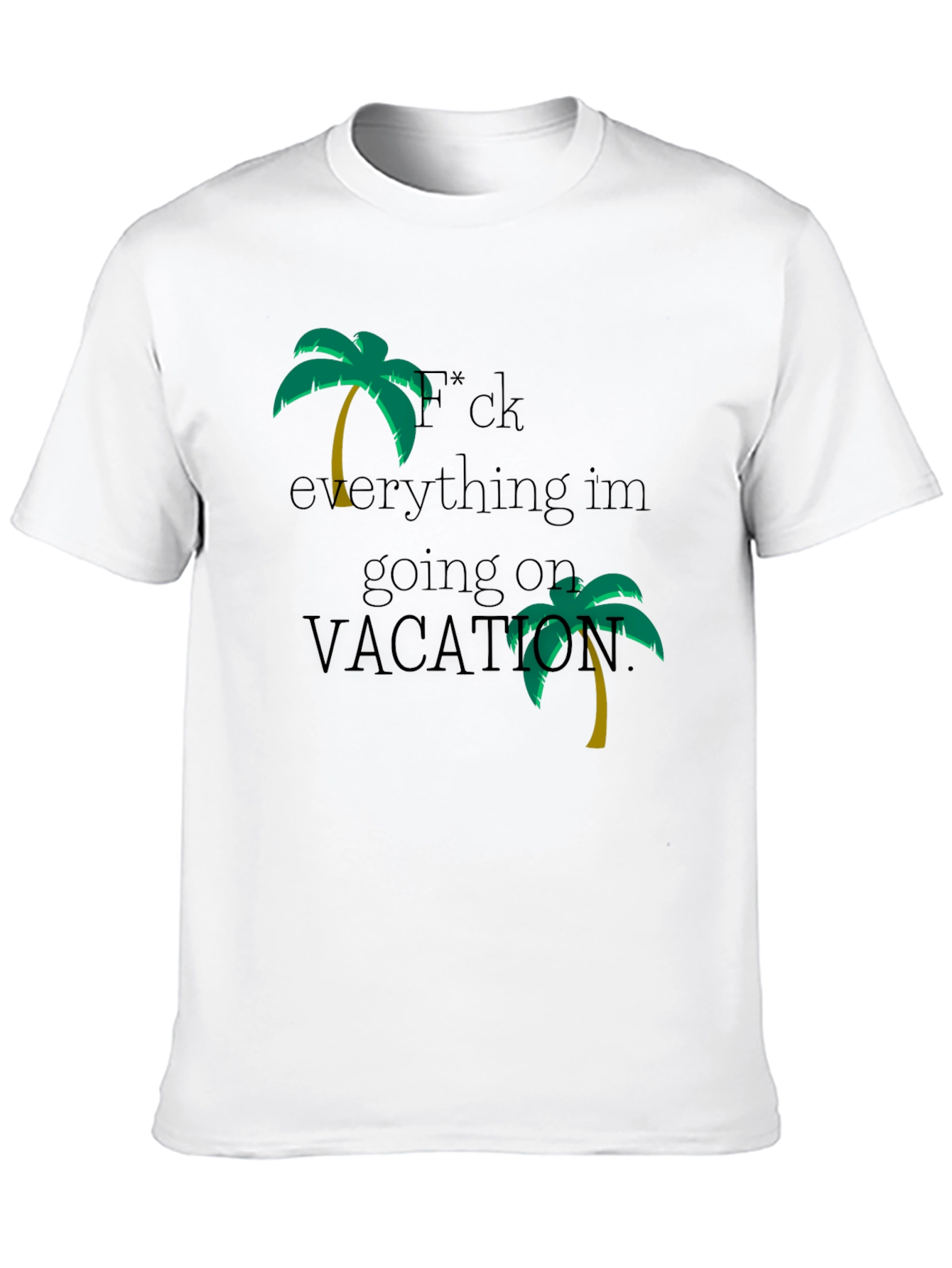 Black Vacation Mode Black T-Shirt - Palm Tree Design view 10