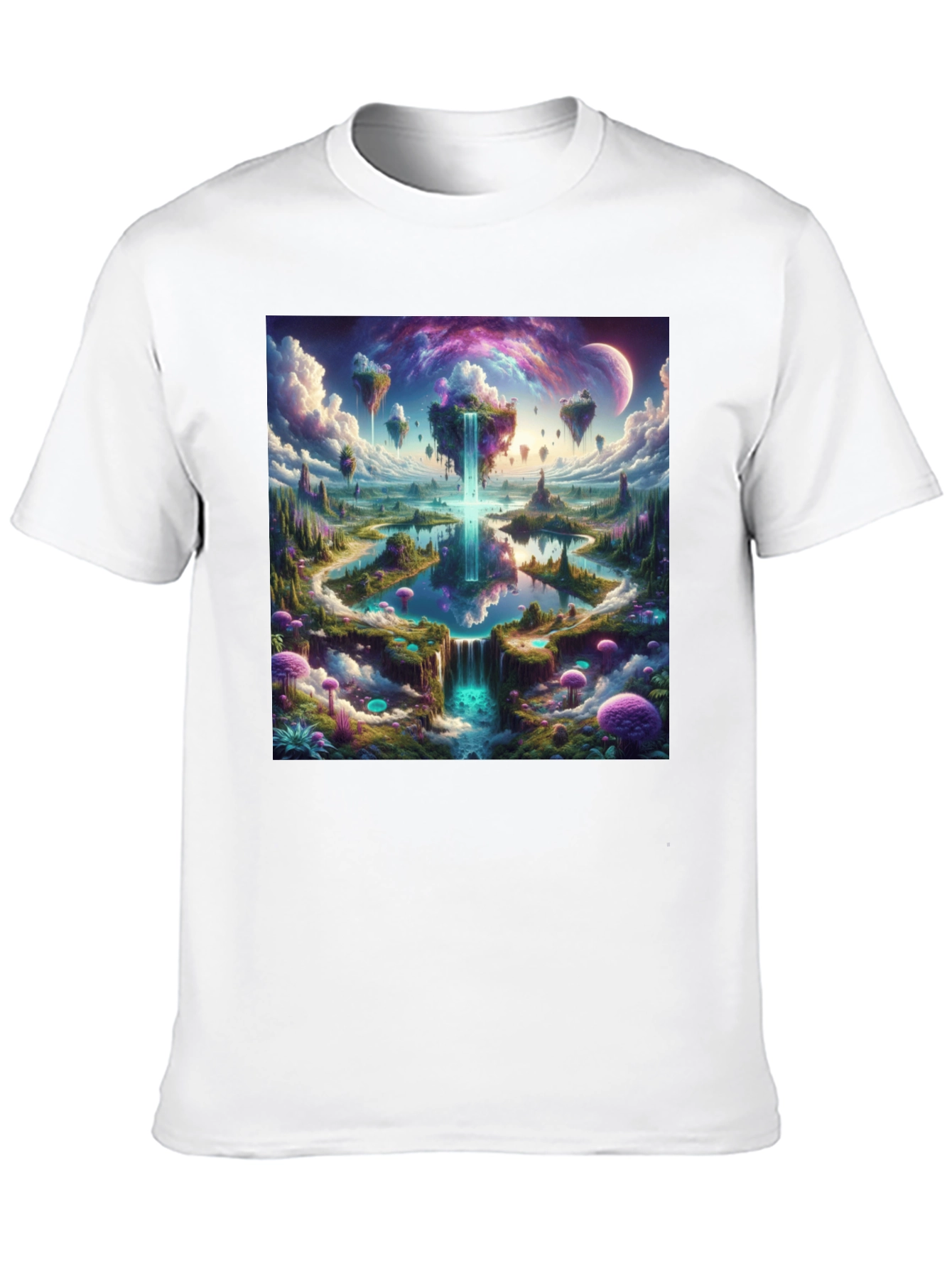 Black Fantasy Landscape Graphic Tee - Black Cotton Blend view 10