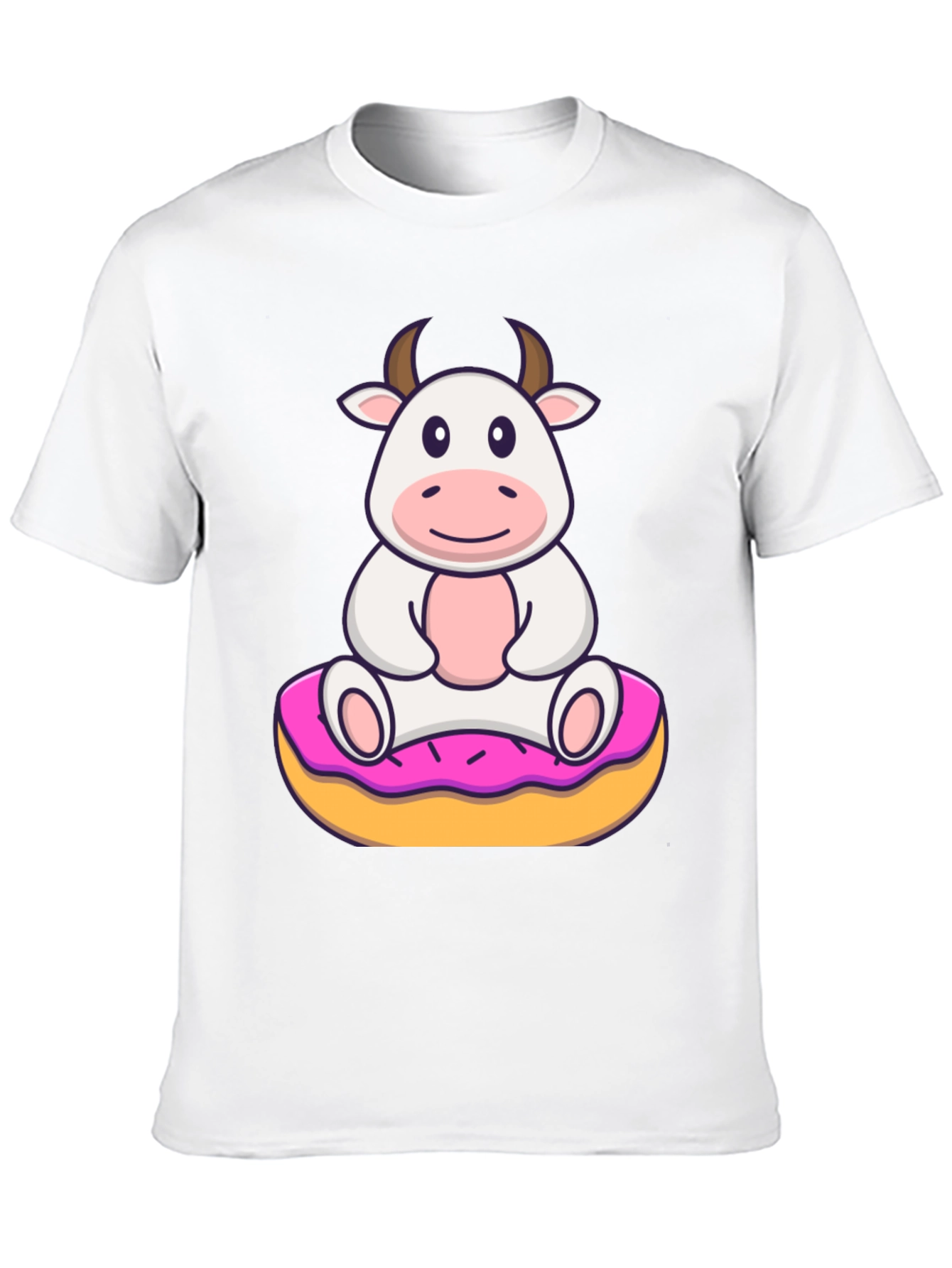 Black Cow on Donut Graphic Tee - Cute Cartoon Style view 10