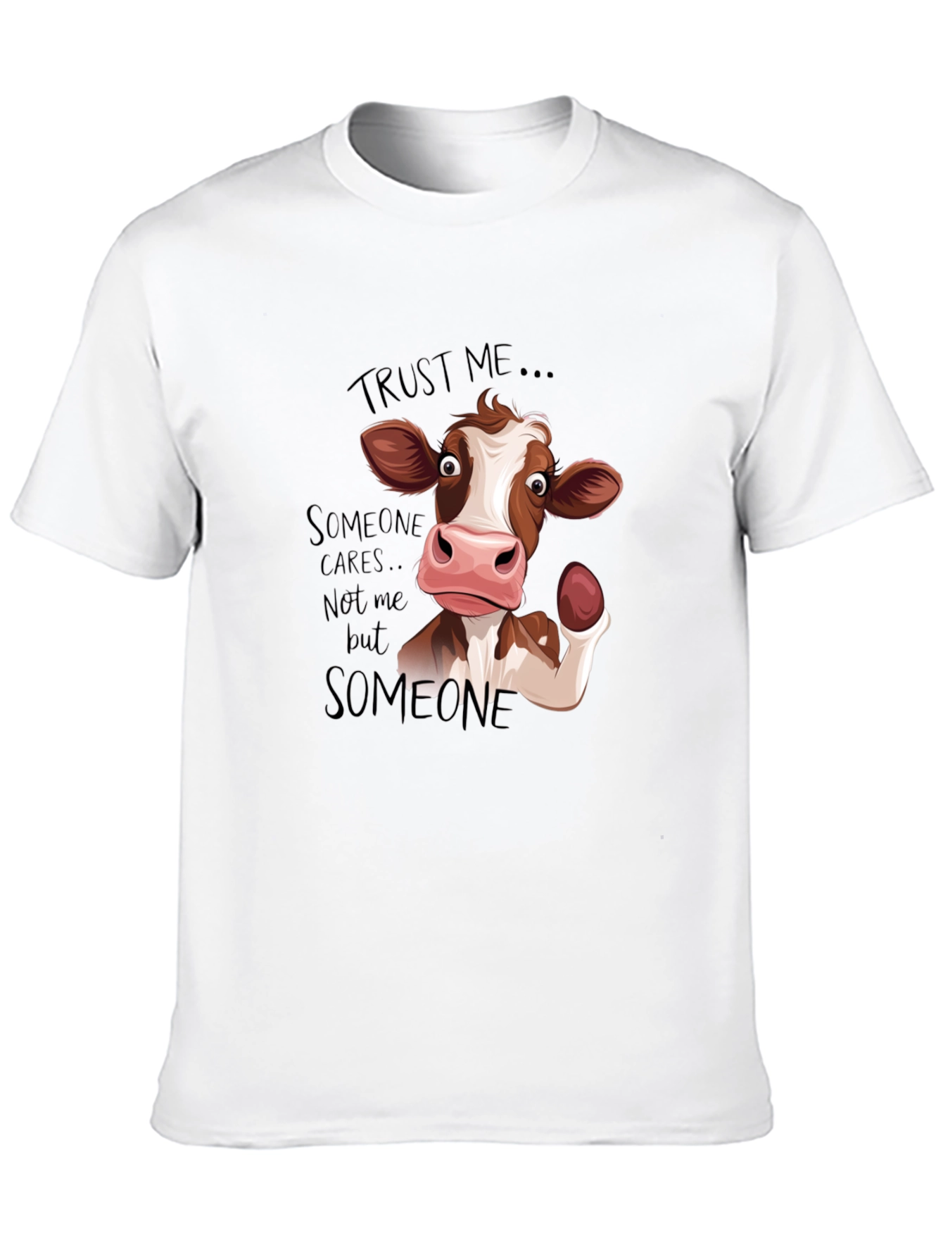 Black Trust Me, Someone Cares Cow Graphic Tee view 10