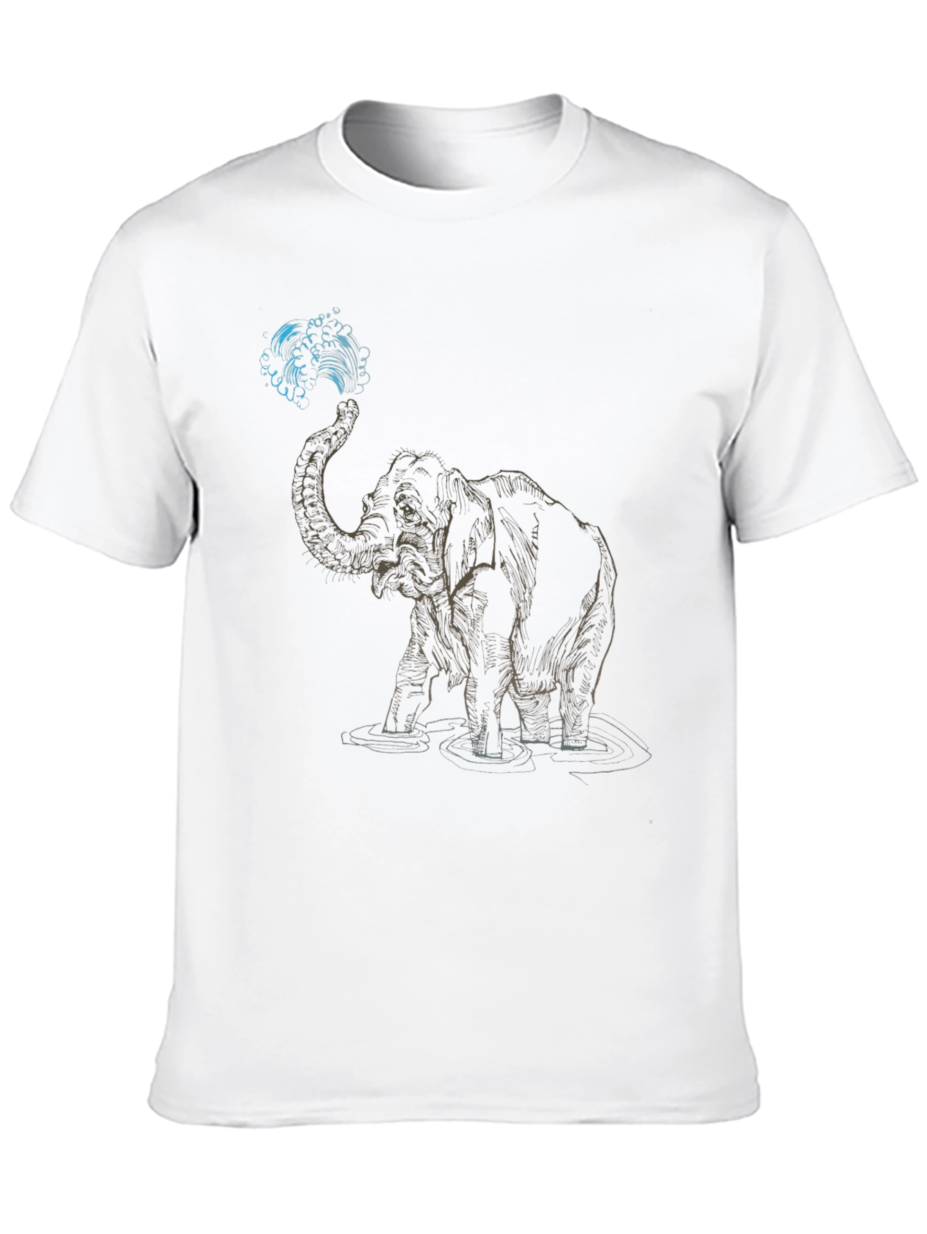 Black Elephant Water Art Graphic T-Shirt view 10
