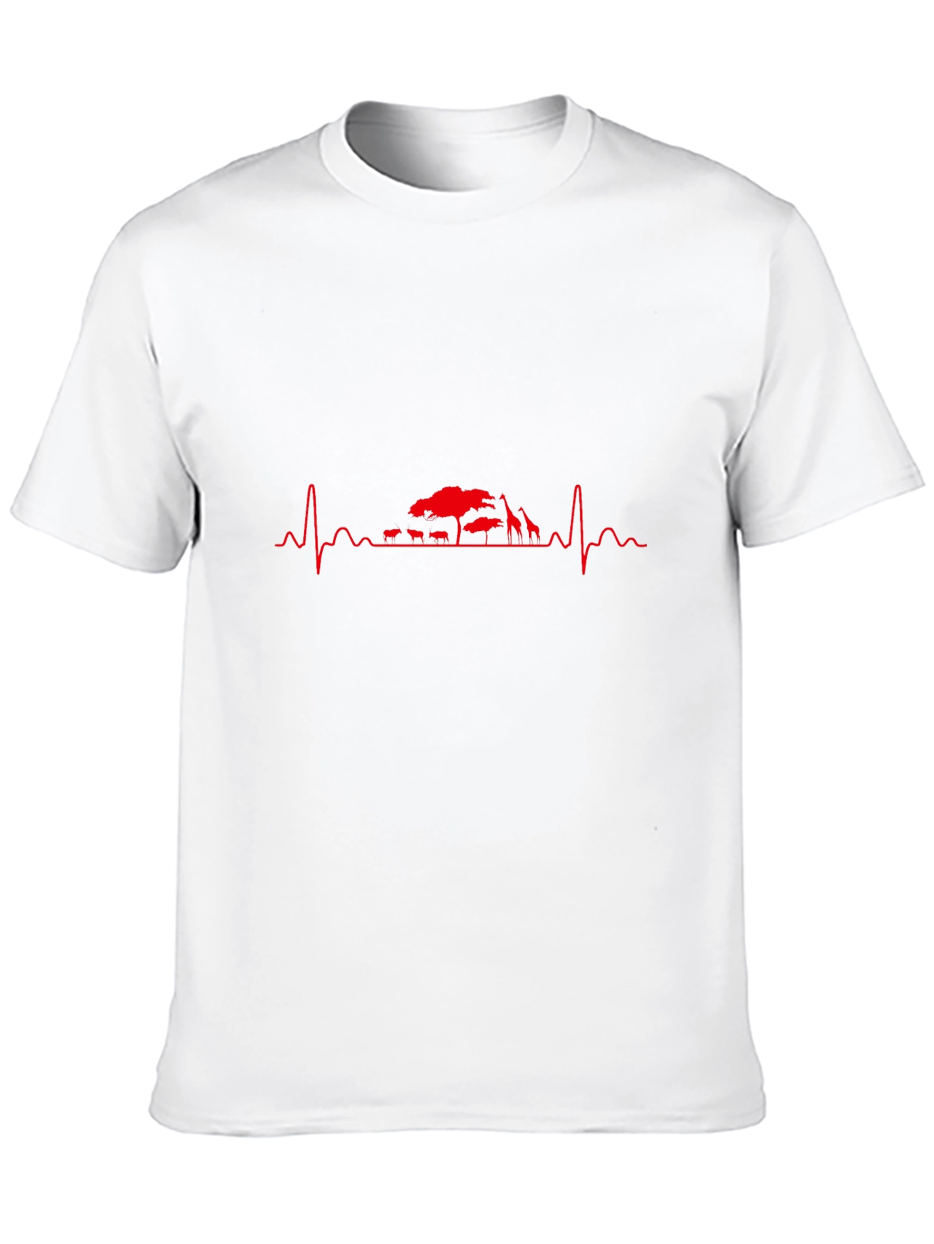 Black Men's Black T-Shirt - Safari Heartbeat Design view 10