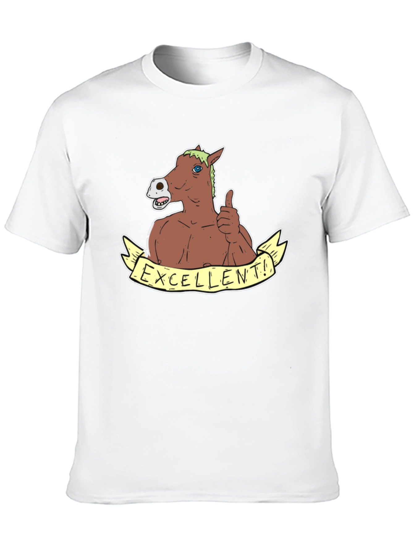 Black Excellent Horse T-Shirt - Funny Cartoon Animal Tee view 10