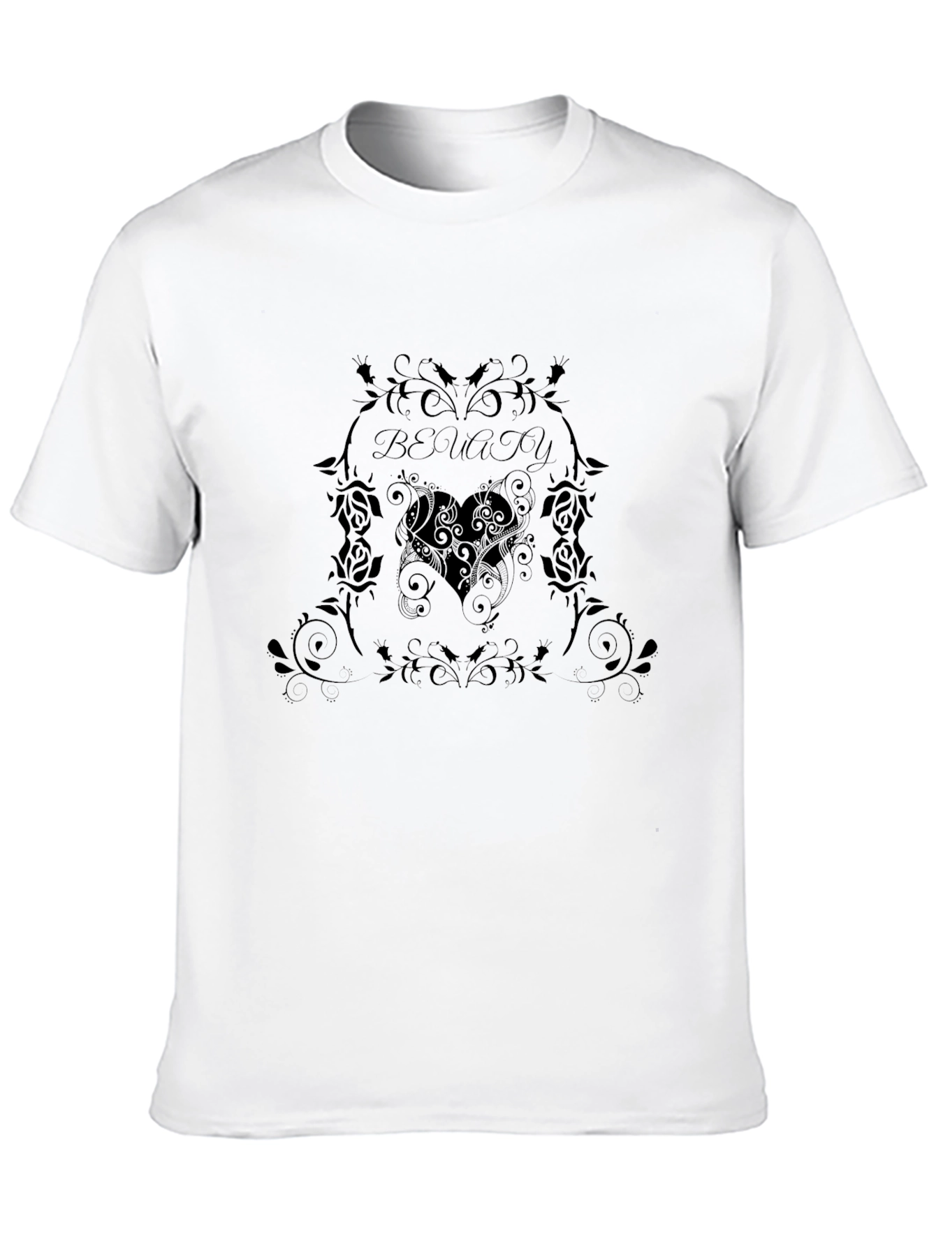 Black Men's Black Graphic Tee - Beauty Heart Design view 10