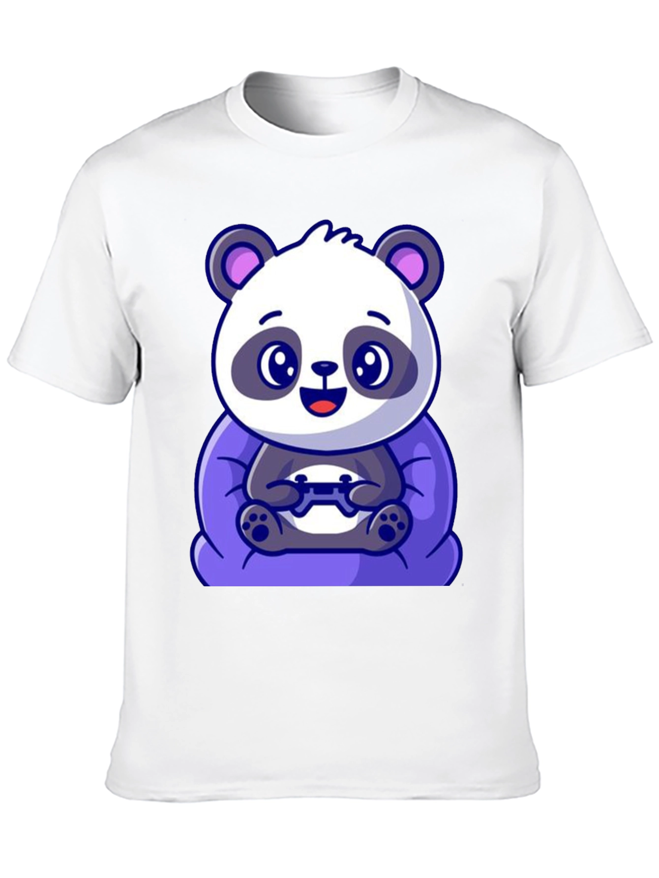 Black Cute Gamer Panda T-Shirt - Black Cotton Tee view 10