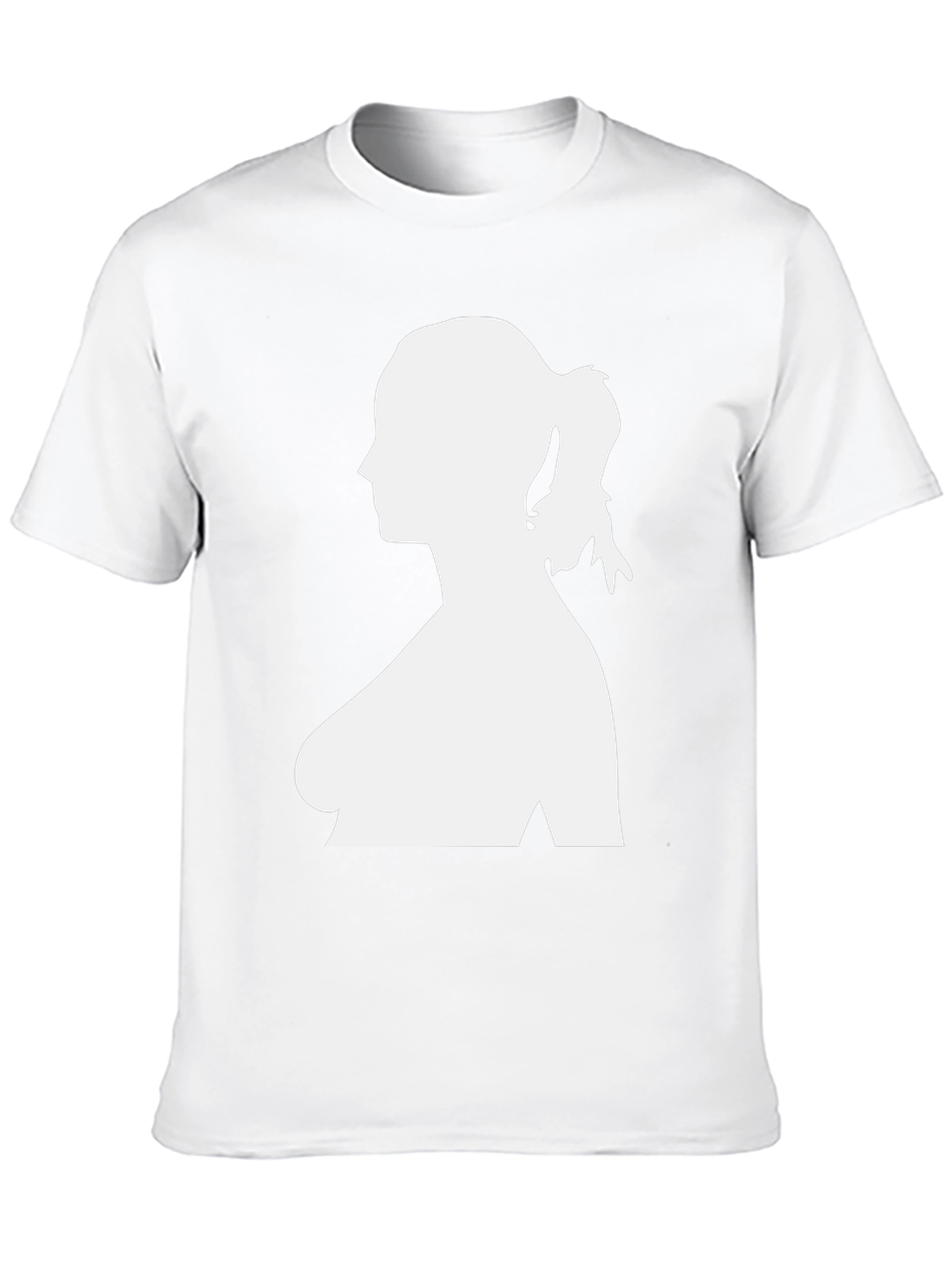 Black Silhouette Woman T-Shirt - Black Cotton Tee view 10