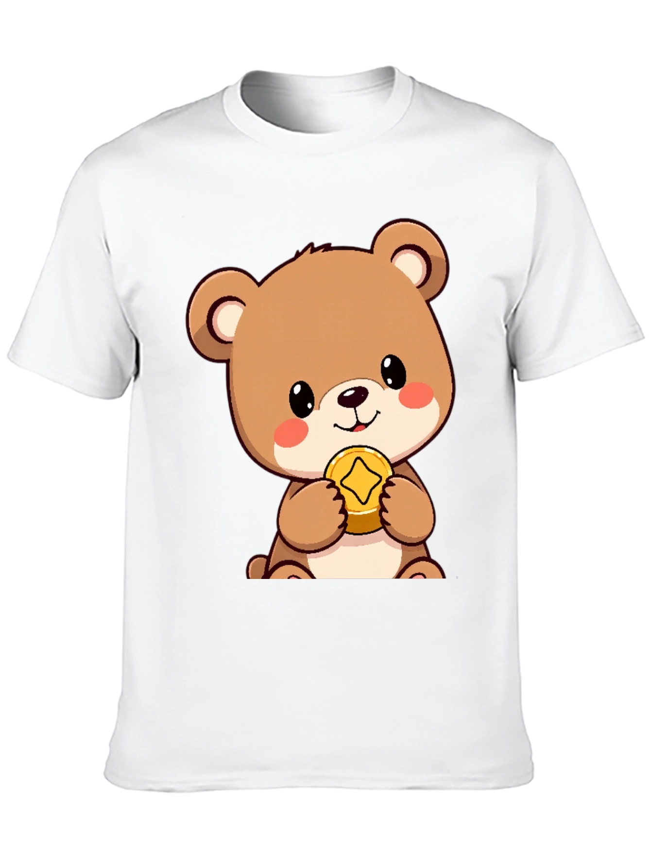 Black Cute Bear with Coin Black T-Shirt view 10