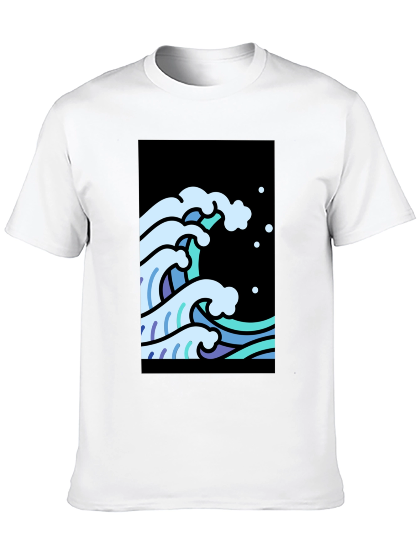 Black Cool Waves Graphic Tee - Black Cotton T-Shirt view 10