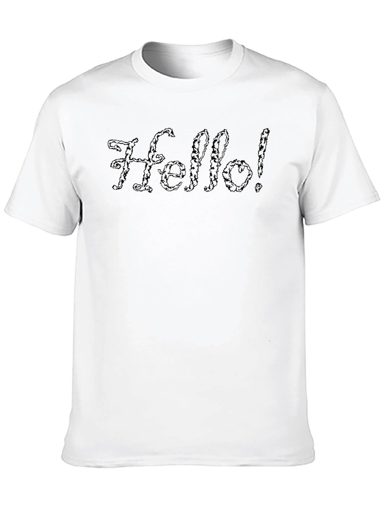 Black Hello! Black Graphic Print Men's T-Shirt view 10