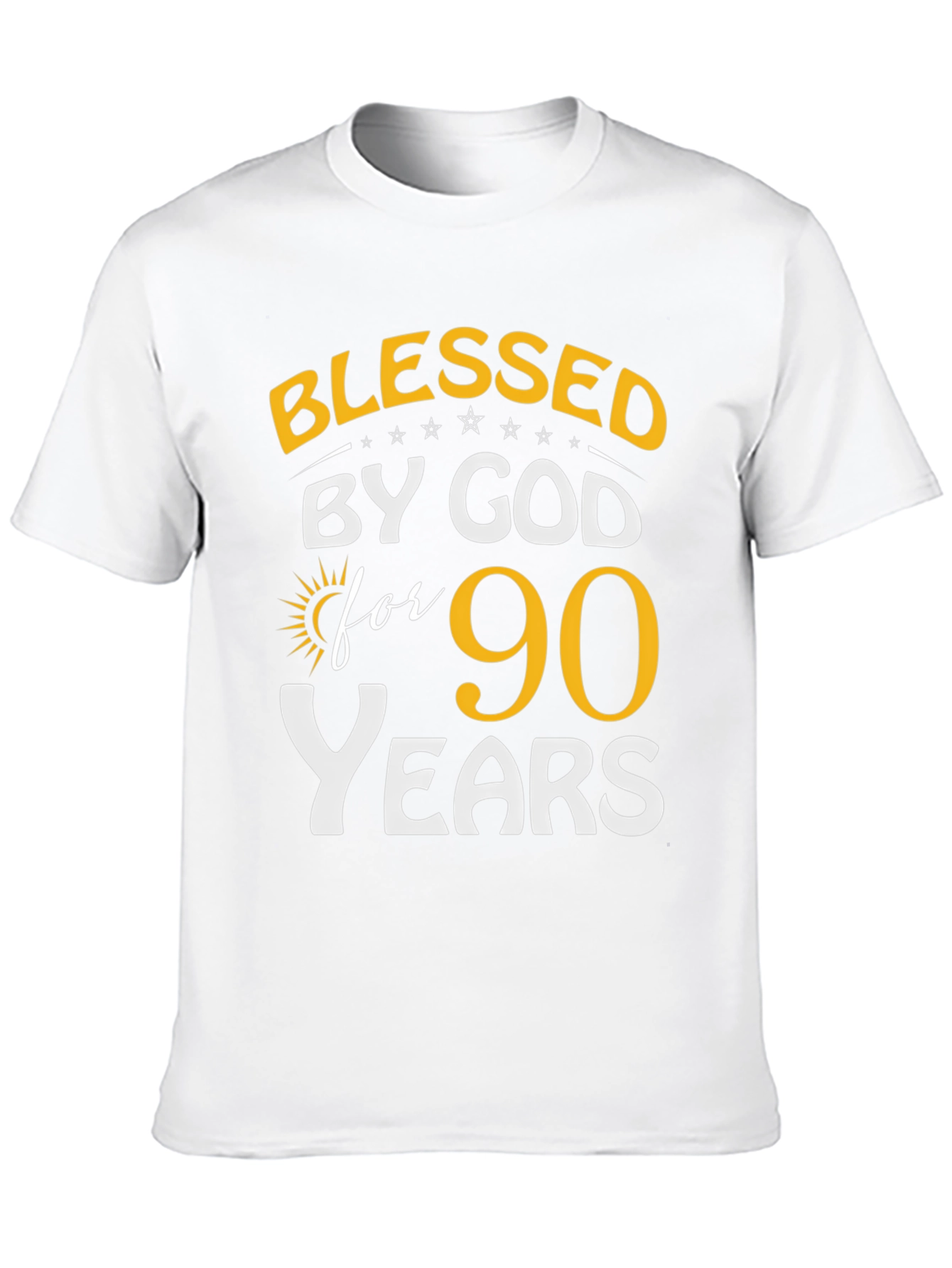 Black Blessed by God 90 Years T-Shirt view 10