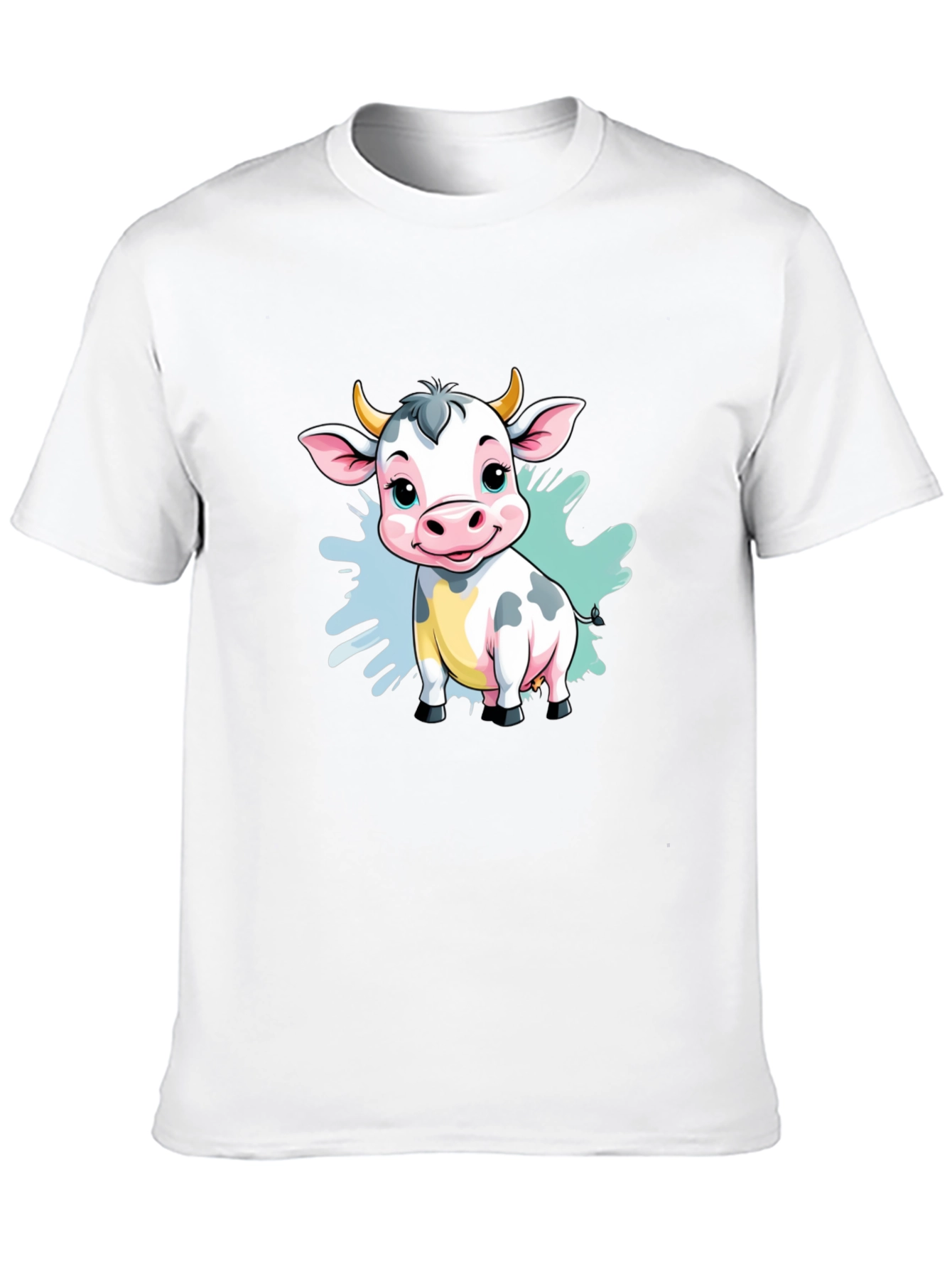 Black Cute Cartoon Cow Black T-Shirt view 10