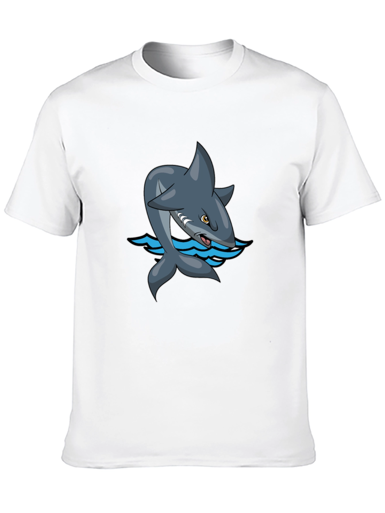 Black Cartoon Shark Graphic Tee - Black Cotton Comfort view 10