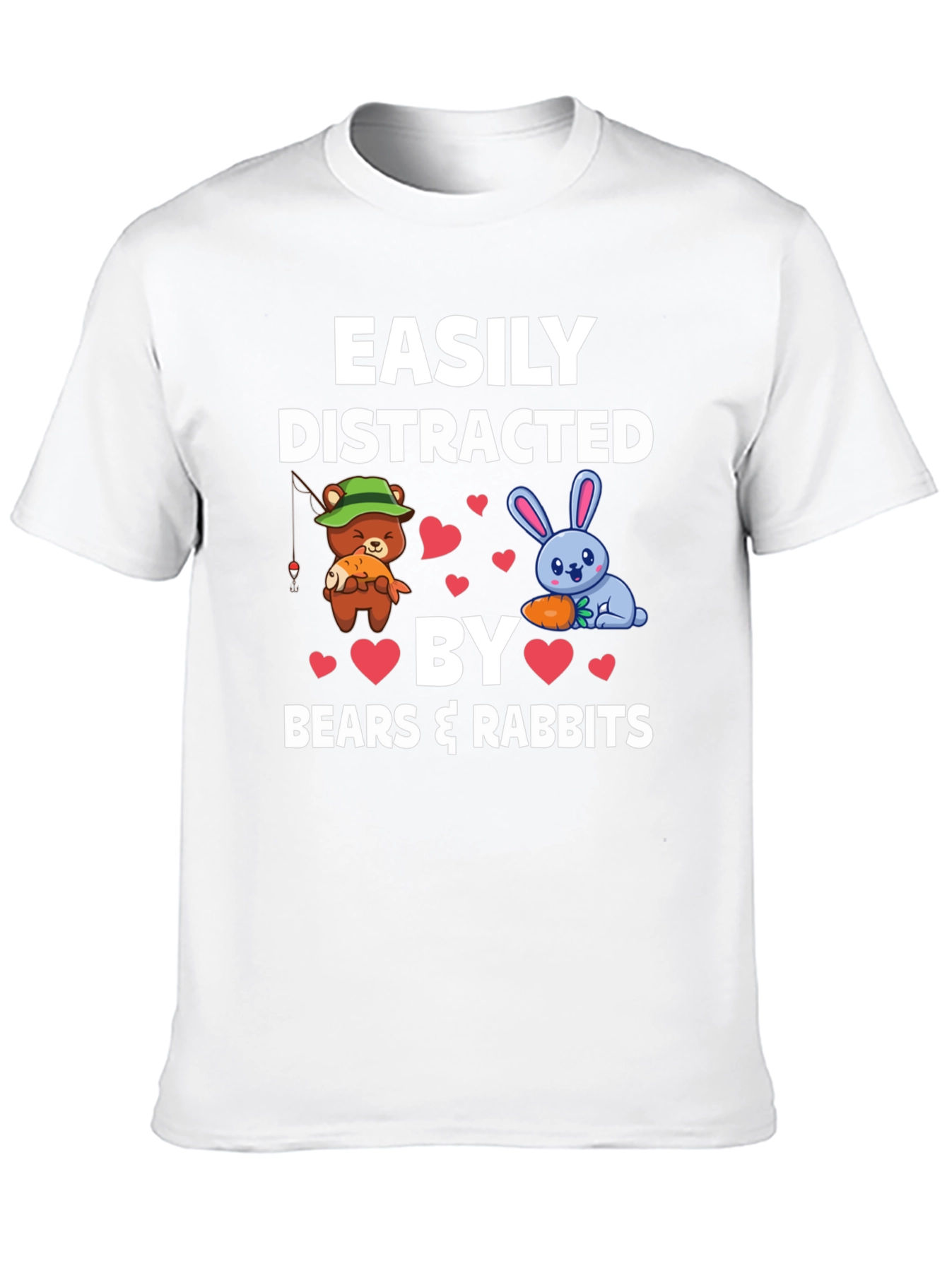 Black Easily Distracted by Bears & Rabbits T-Shirt view 10