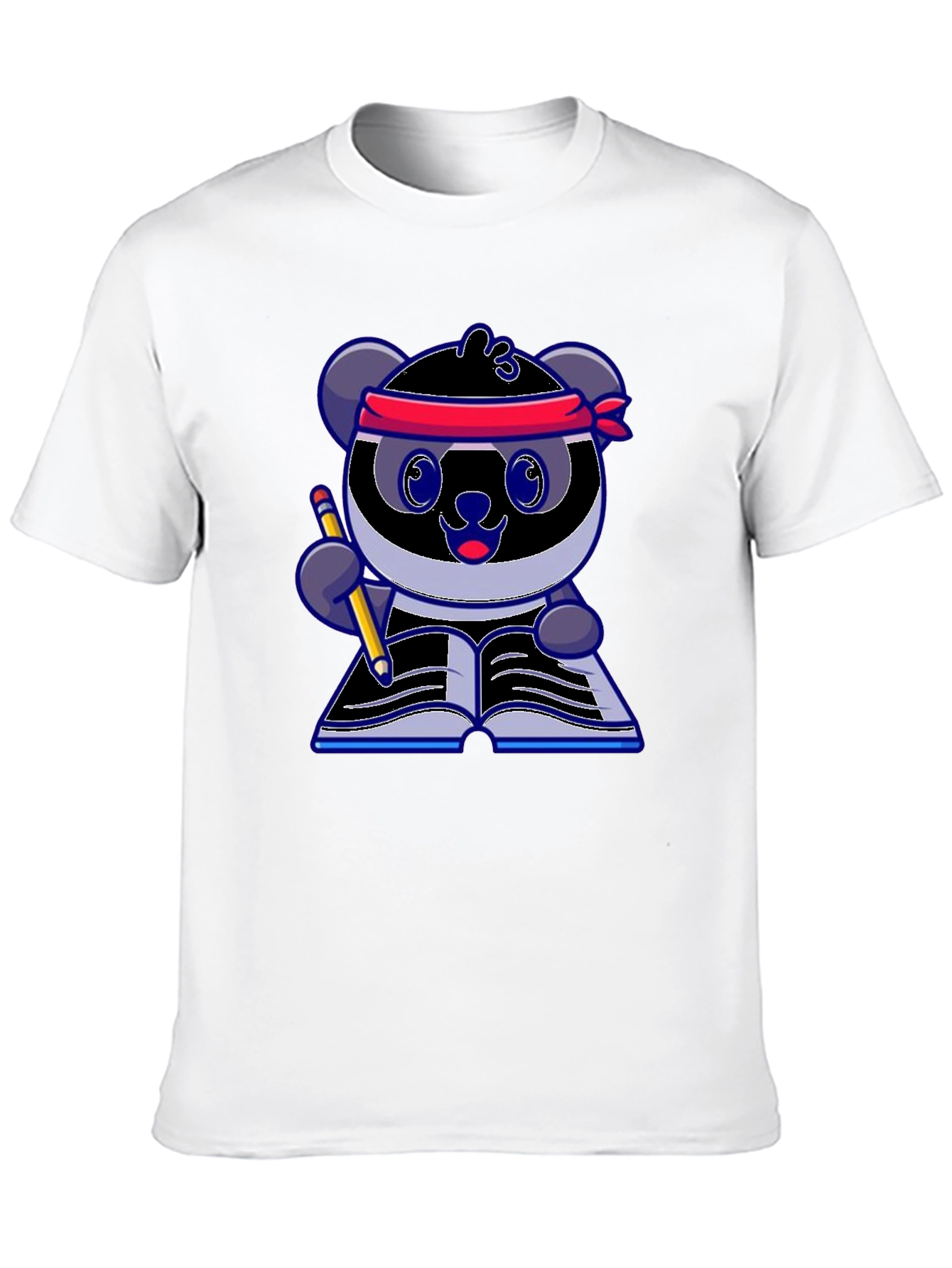 Black Cartoon Panda Reading Book Black T-Shirt view 10