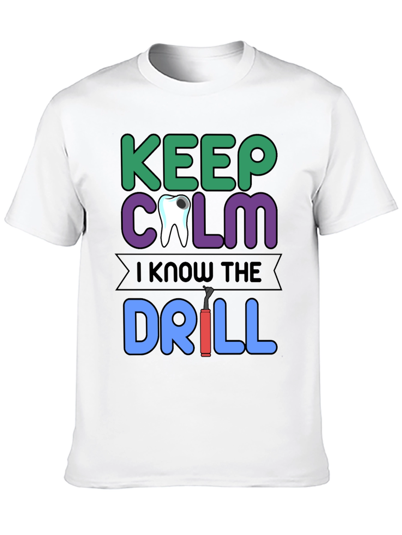 Black Keep Calm Dentist T-Shirt Funny Dental Drill Tee view 10