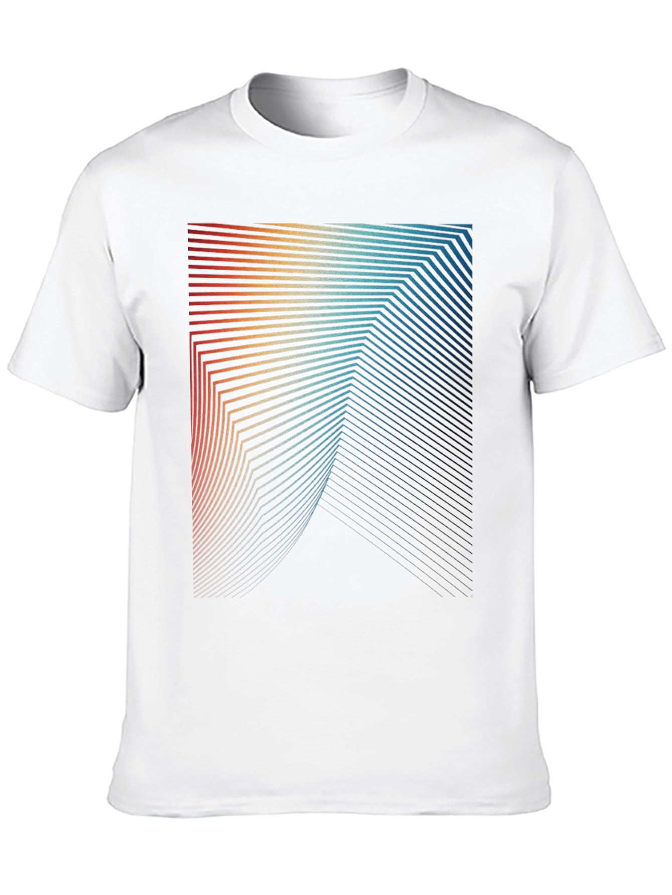 Black Retro Geometric Lines Graphic T-Shirt view 10