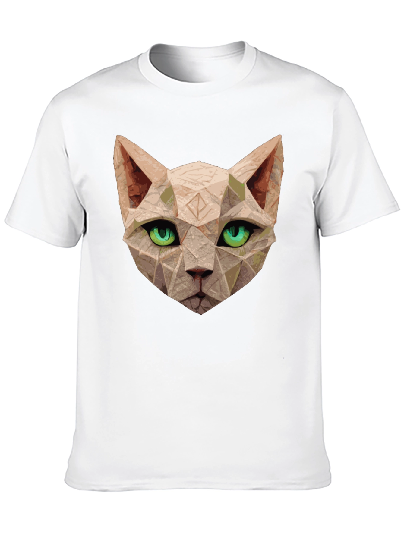 Black Geometric Cat T-Shirt - Unique Art Tee view 10