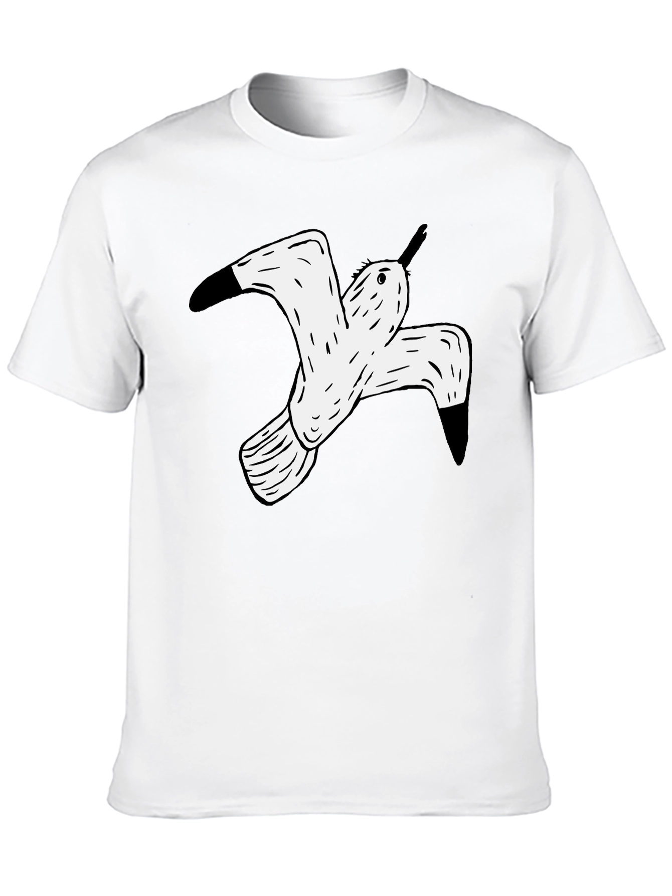 Black Black T-Shirt with White Flying Bird Graphic view 10