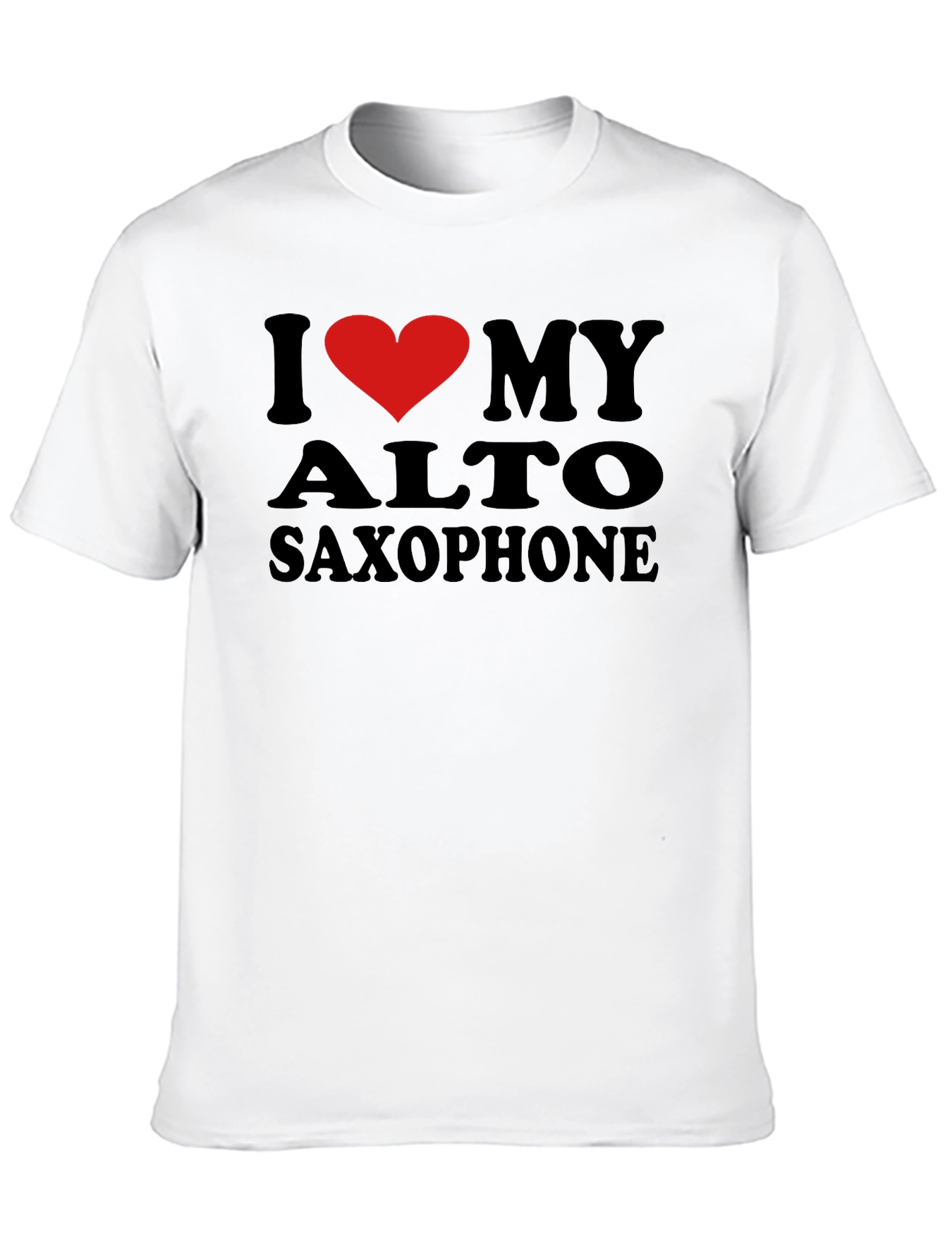 Black I Love My Alto Saxophone Black T-Shirt view 10