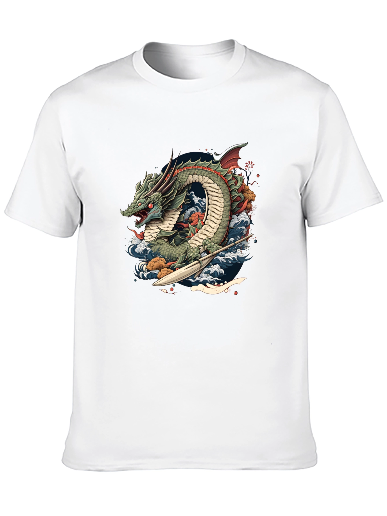 Black Dragon Wave T-Shirt - Unique Graphic Tee view 10