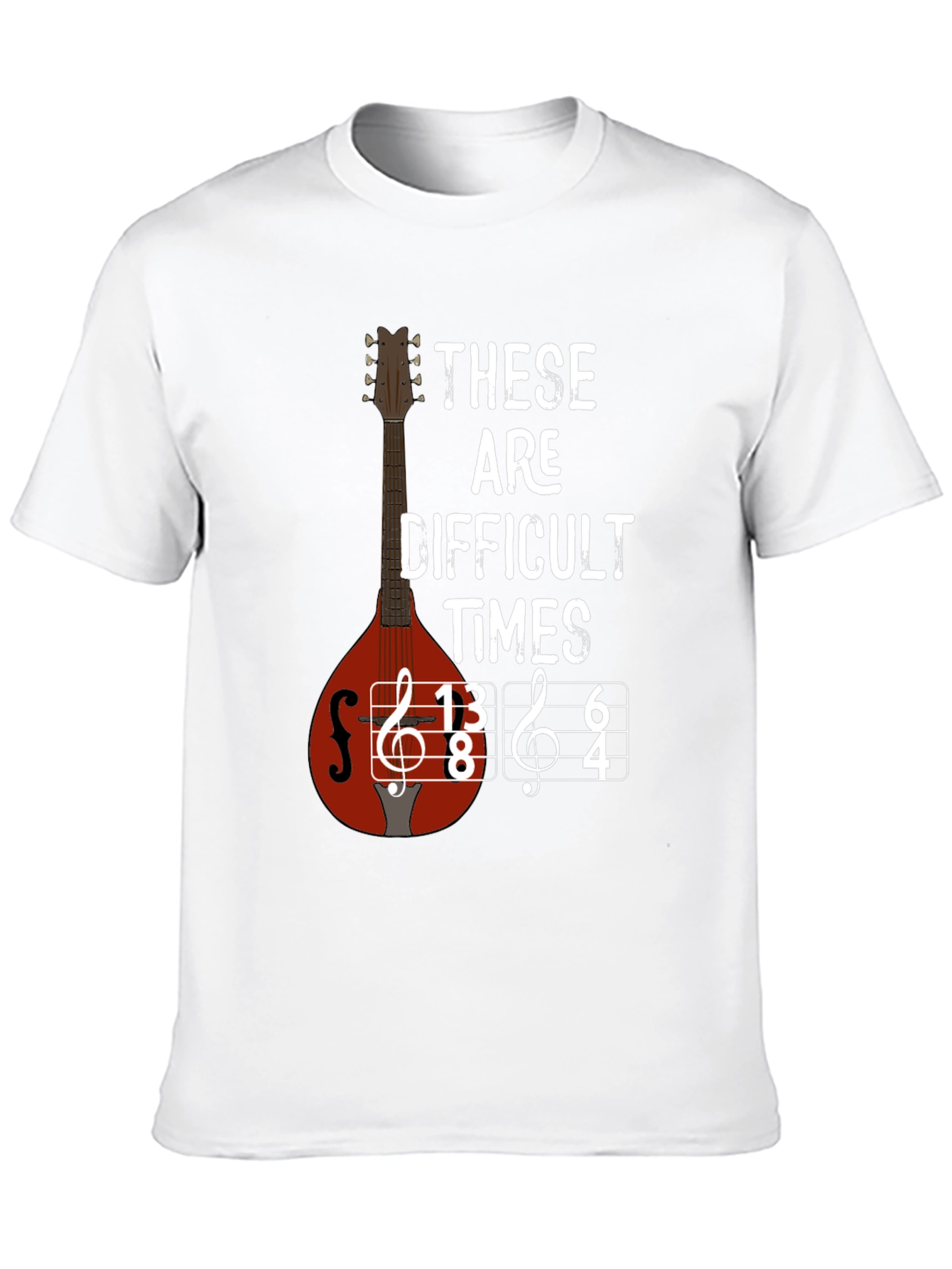 Black Difficult Times Music T-Shirt - Mandolin Graphic Tee view 10