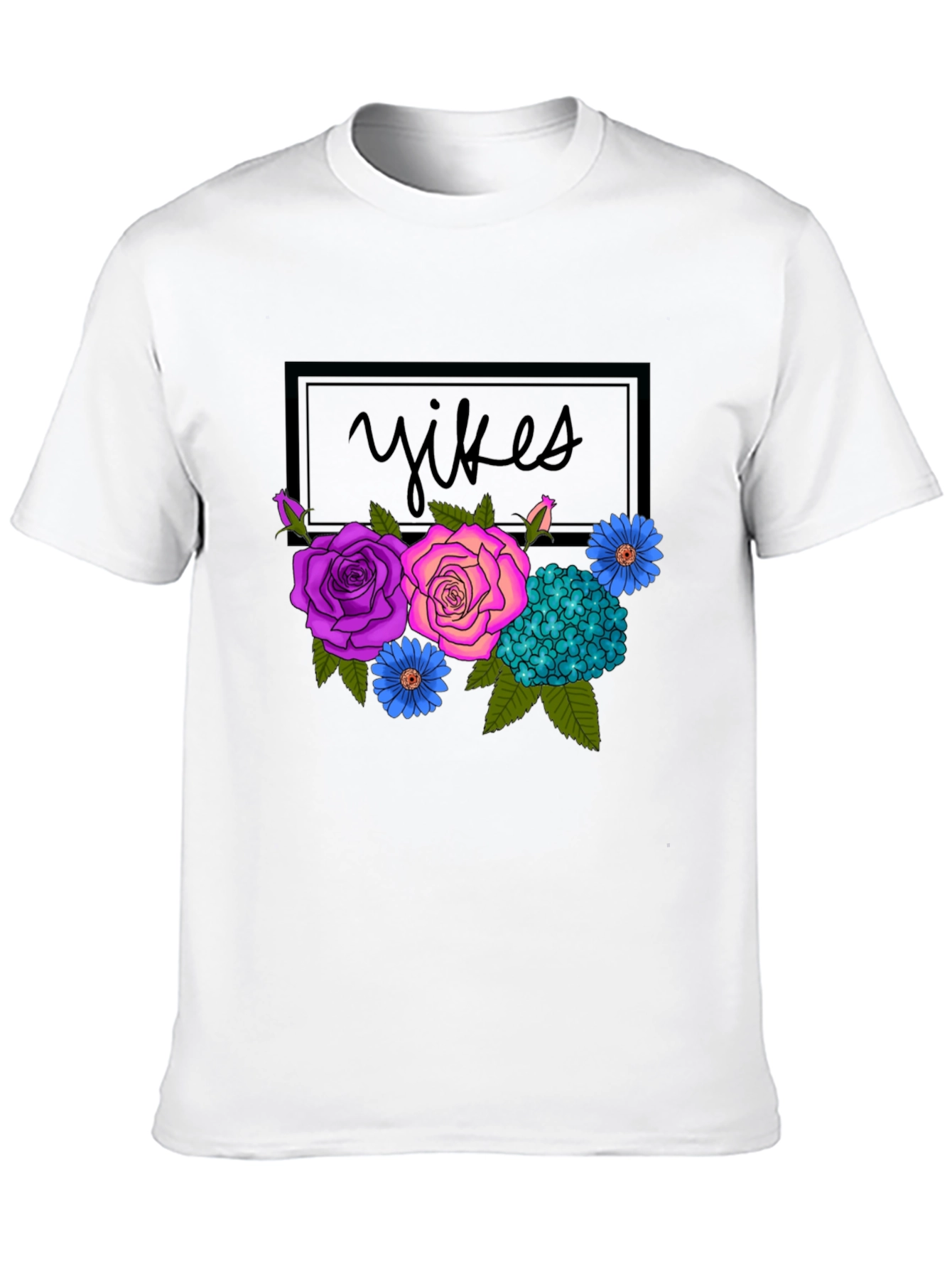 Black Floral Yikes Graphic Tee - Trendy & Unique! view 10