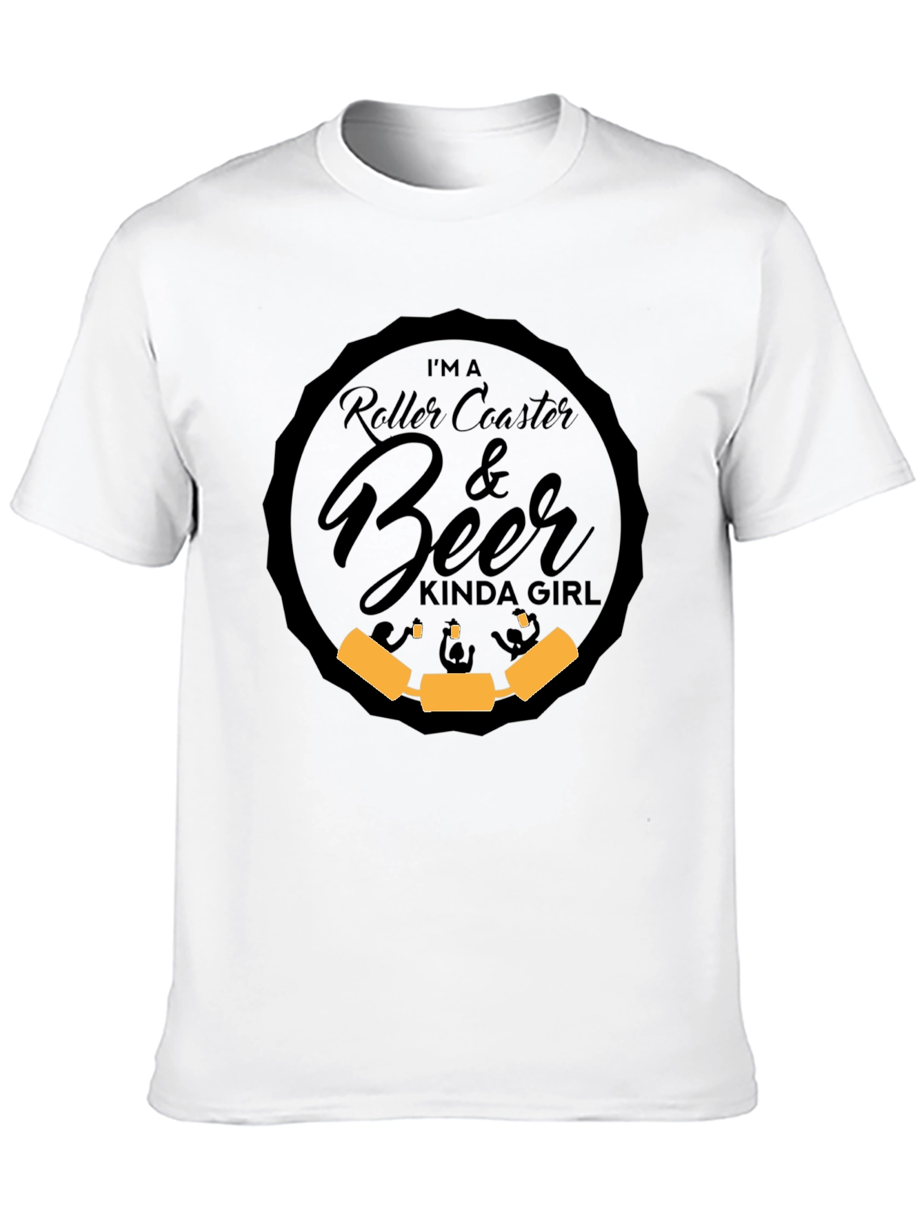 Black Roller Coaster & Beer Kinda Girl Graphic T-Shirt view 10