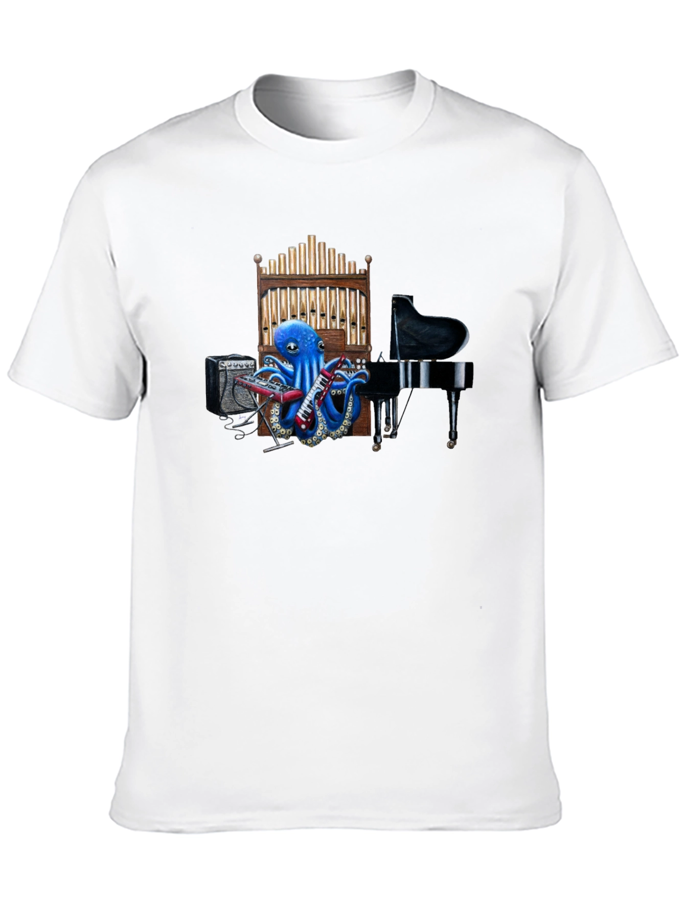 Black Octopus Musician Graphic Tee - Black view 10