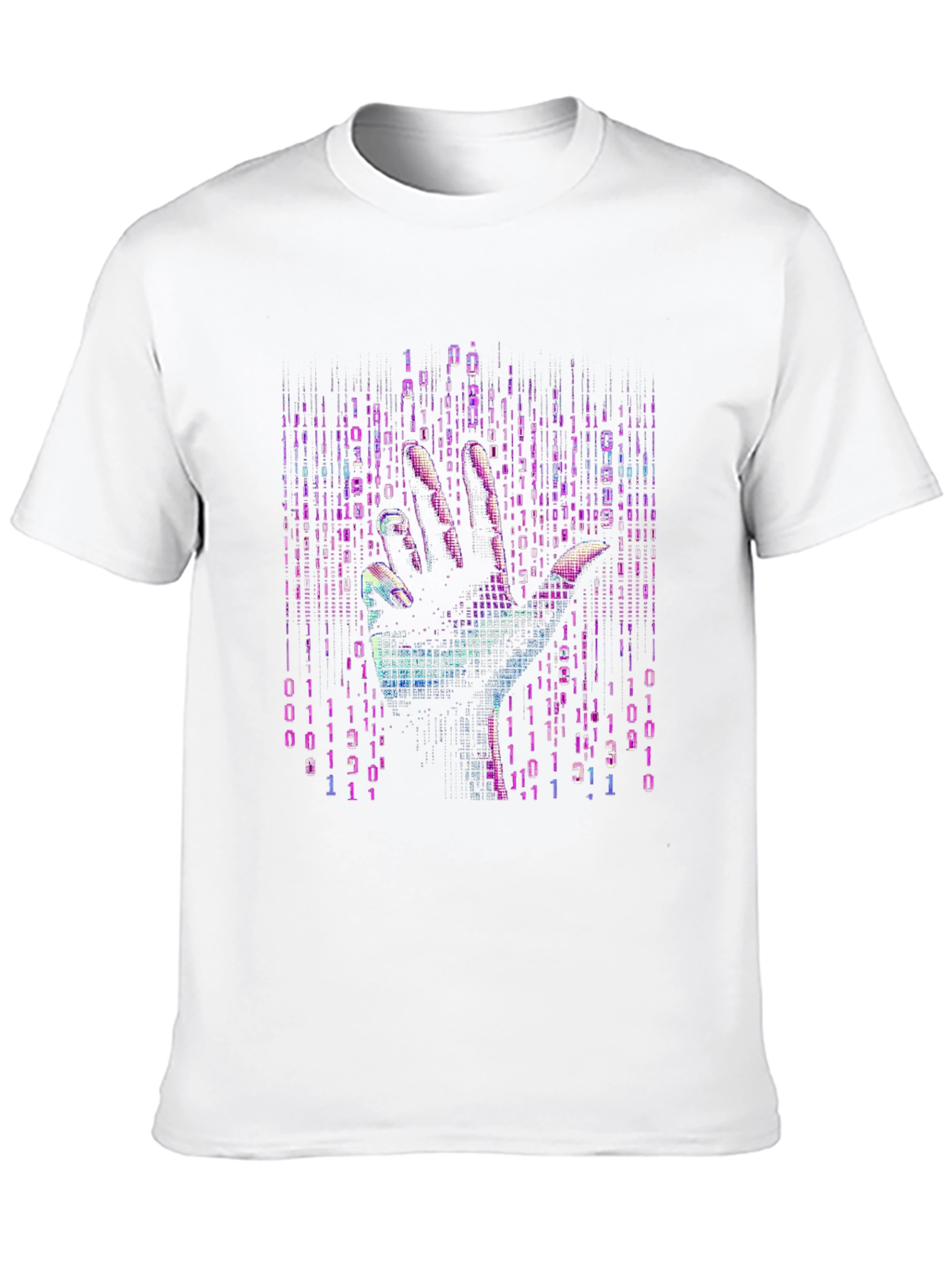 Black Binary Code Hand T-Shirt - Unique Tech Style view 10
