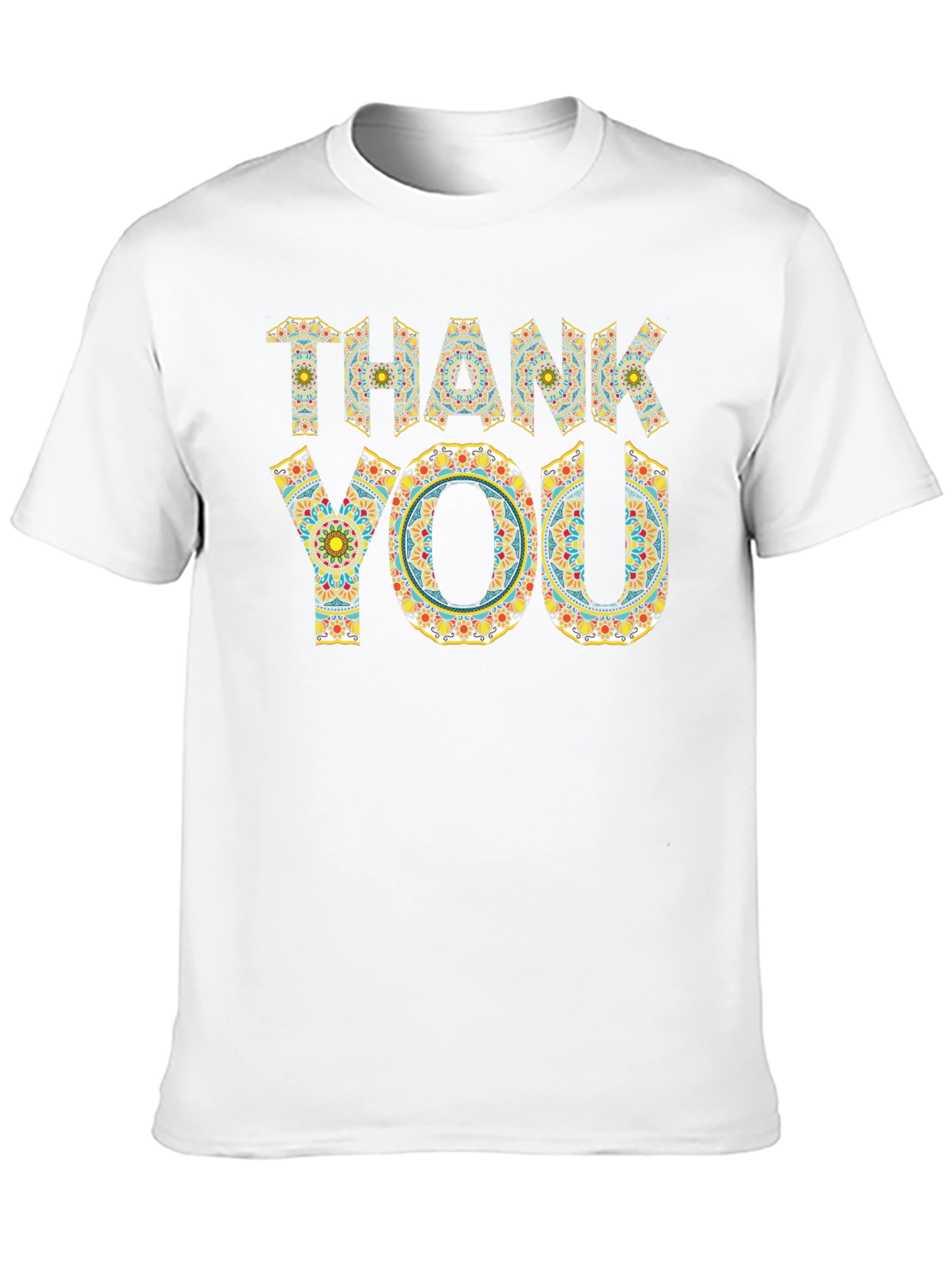 Black Thank You Graphic Tee - Mandala Pattern Shirt view 10