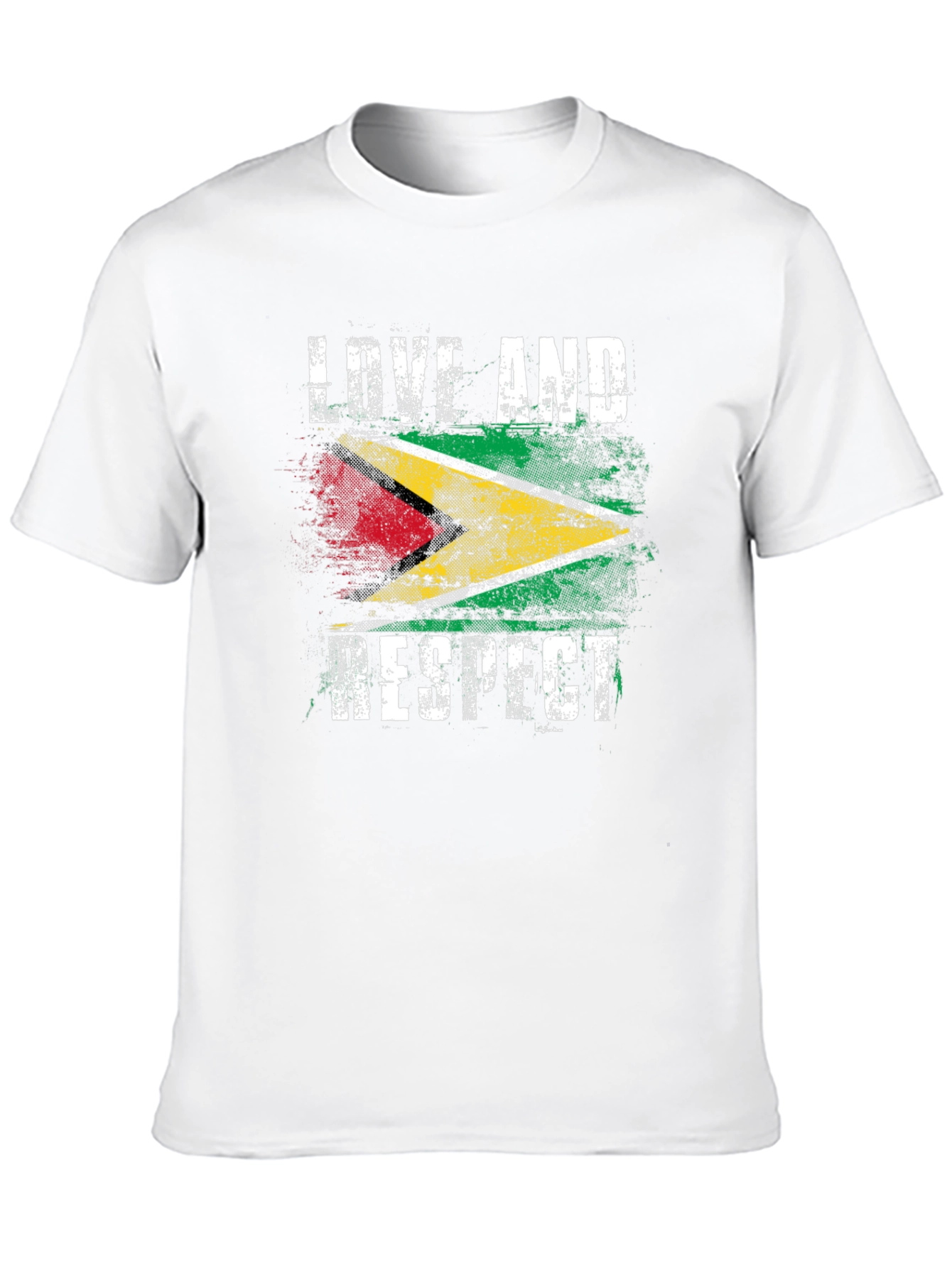 Black Guyana Flag Love and Respect Graphic Tee view 10