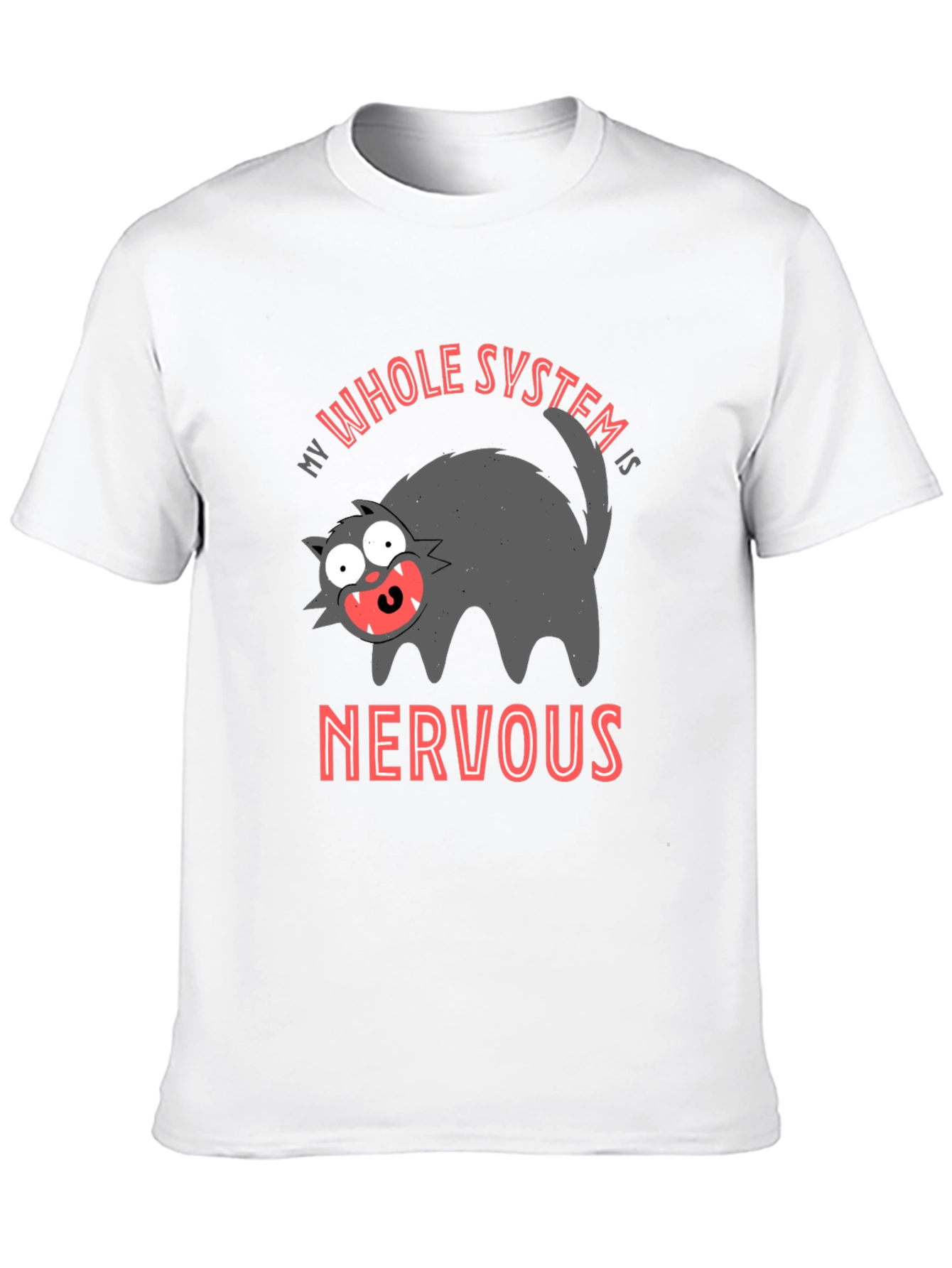 Black Nervous System Black T-Shirt - Funny Cat Graphic Tee view 10