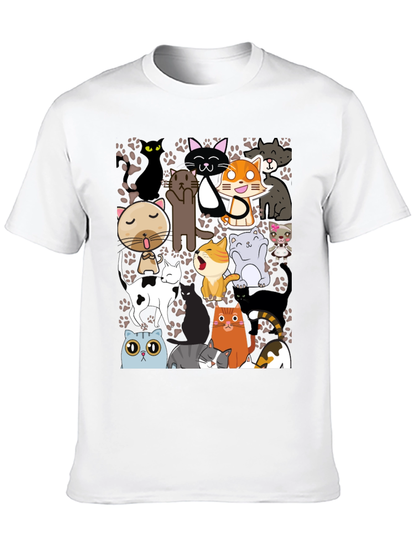 Black Cartoon Cats Graphic T-Shirt view 10