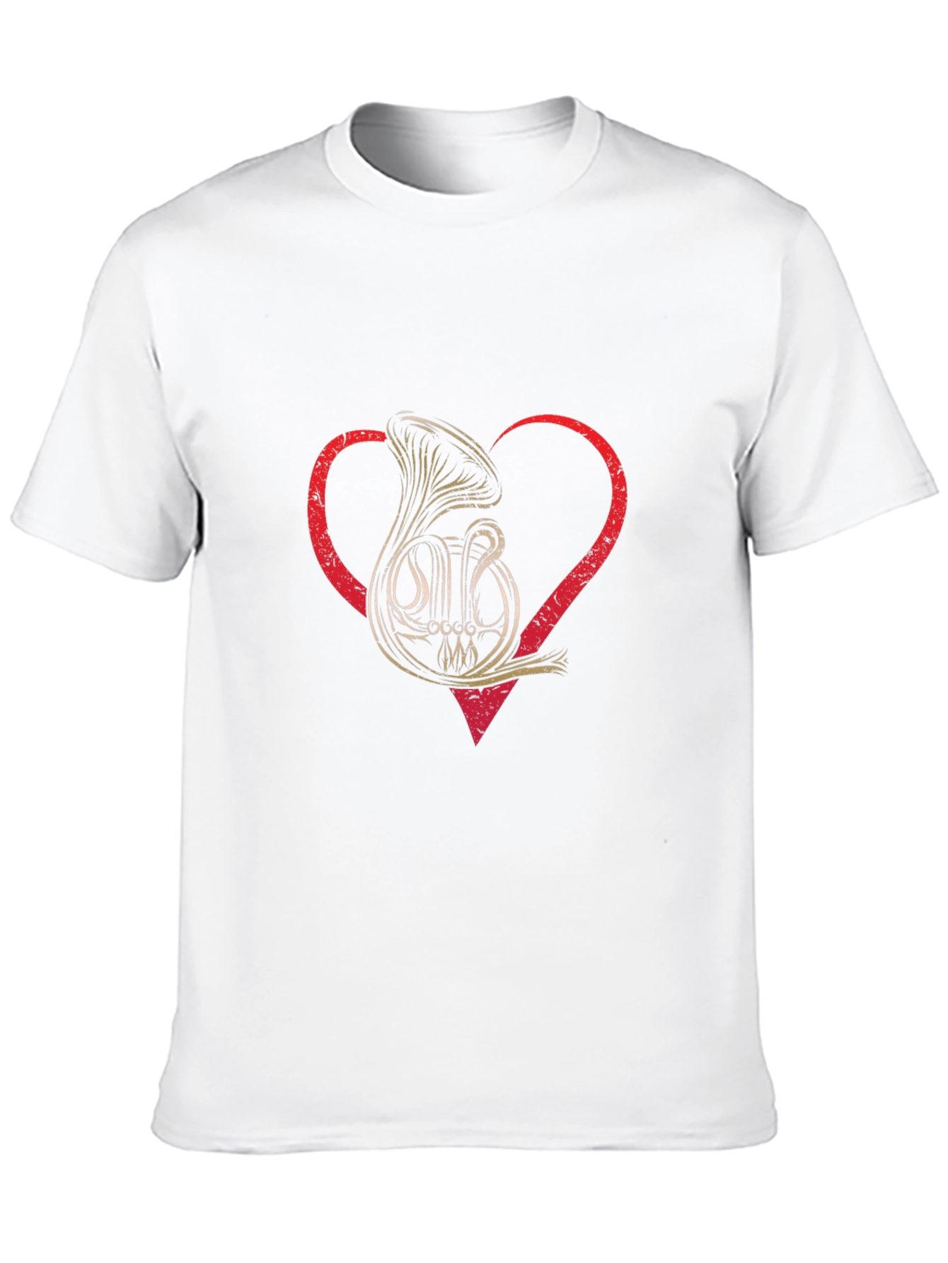 Black French Horn Heart T-Shirt Music Lover Tee view 10