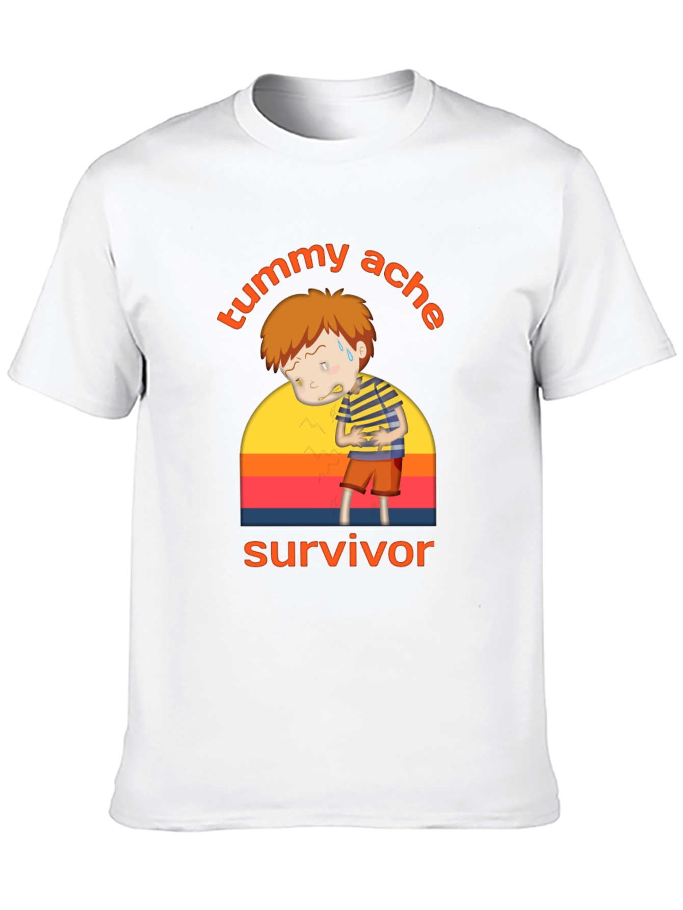 Black Tummy Ache Survivor T-Shirt - Funny Cartoon Design view 10