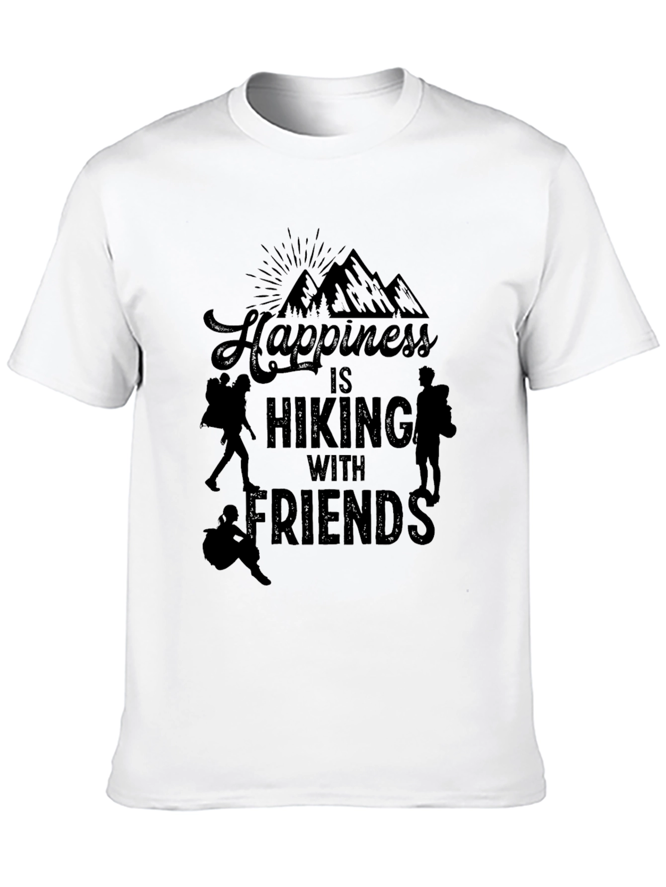 Black Happiness is Hiking With Friends Black T-Shirt view 10