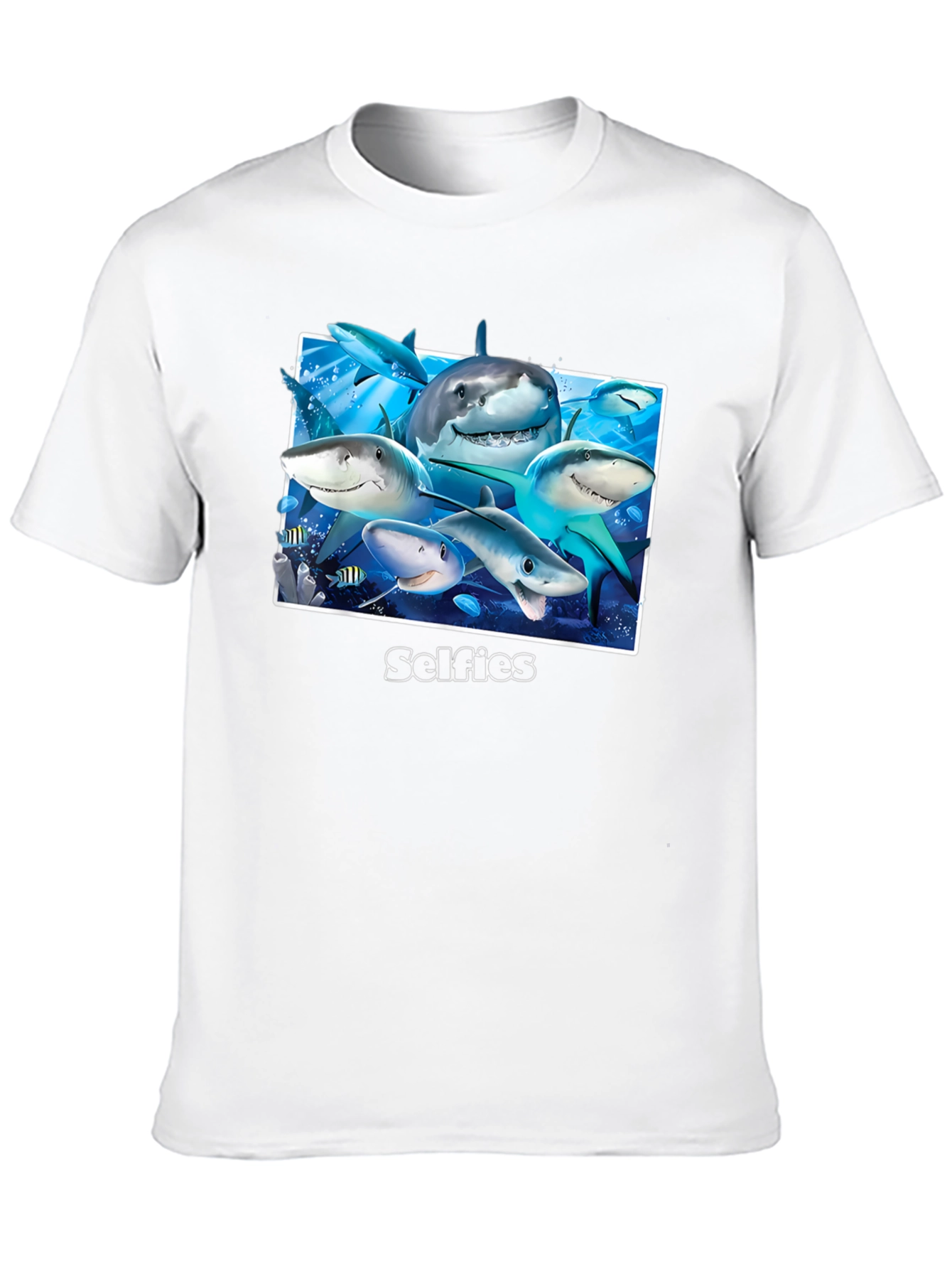 Black Shark Selfies Graphic T-Shirt - Unique Ocean Humor Tee view 10