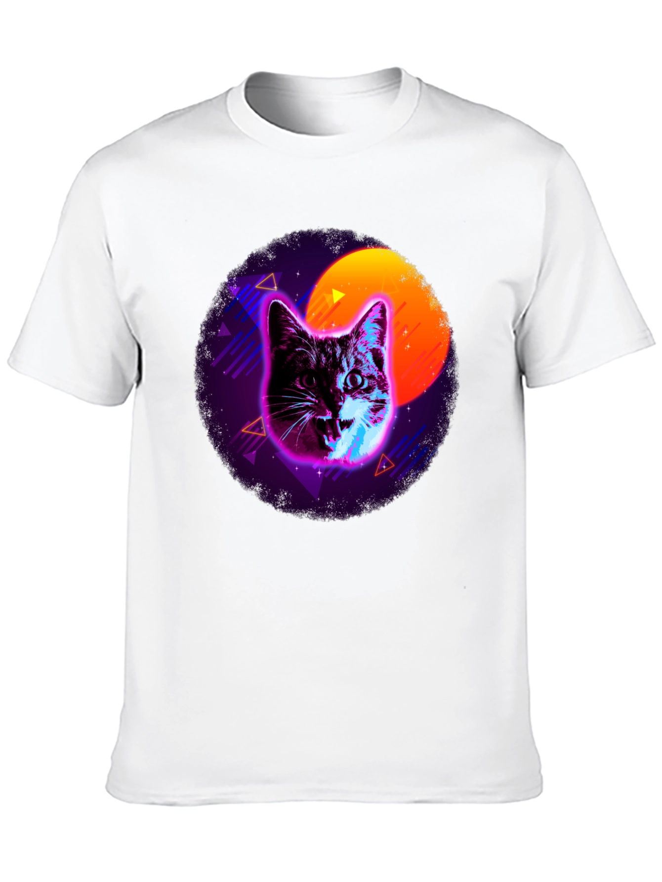 Black Retro Cat T-Shirt - Vaporwave Style view 10