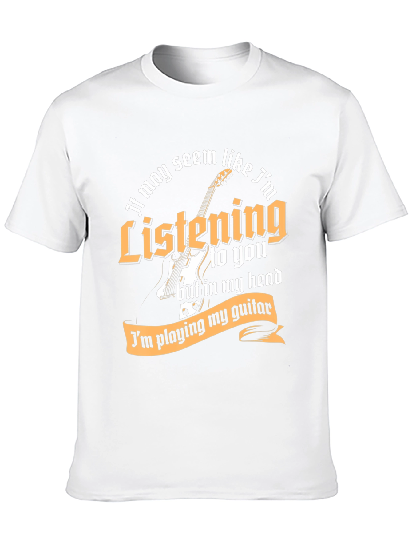 Black Guitar Player Listening Funny T-Shirt view 10