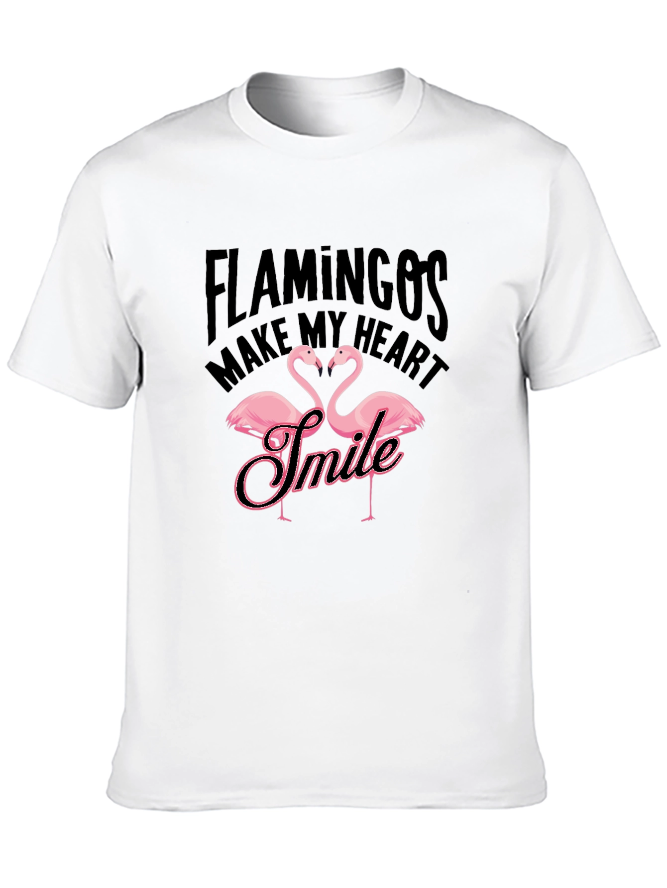 Black Flamingos Make My Heart Smile Black T-Shirt view 10