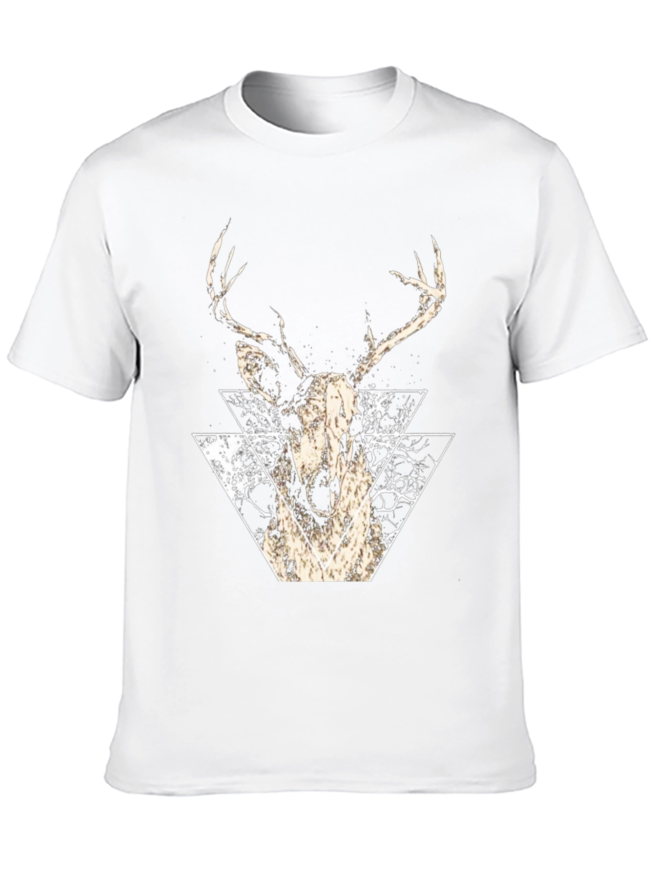 Black Geometric Deer Graphic Tee - Modern Black T-Shirt view 10