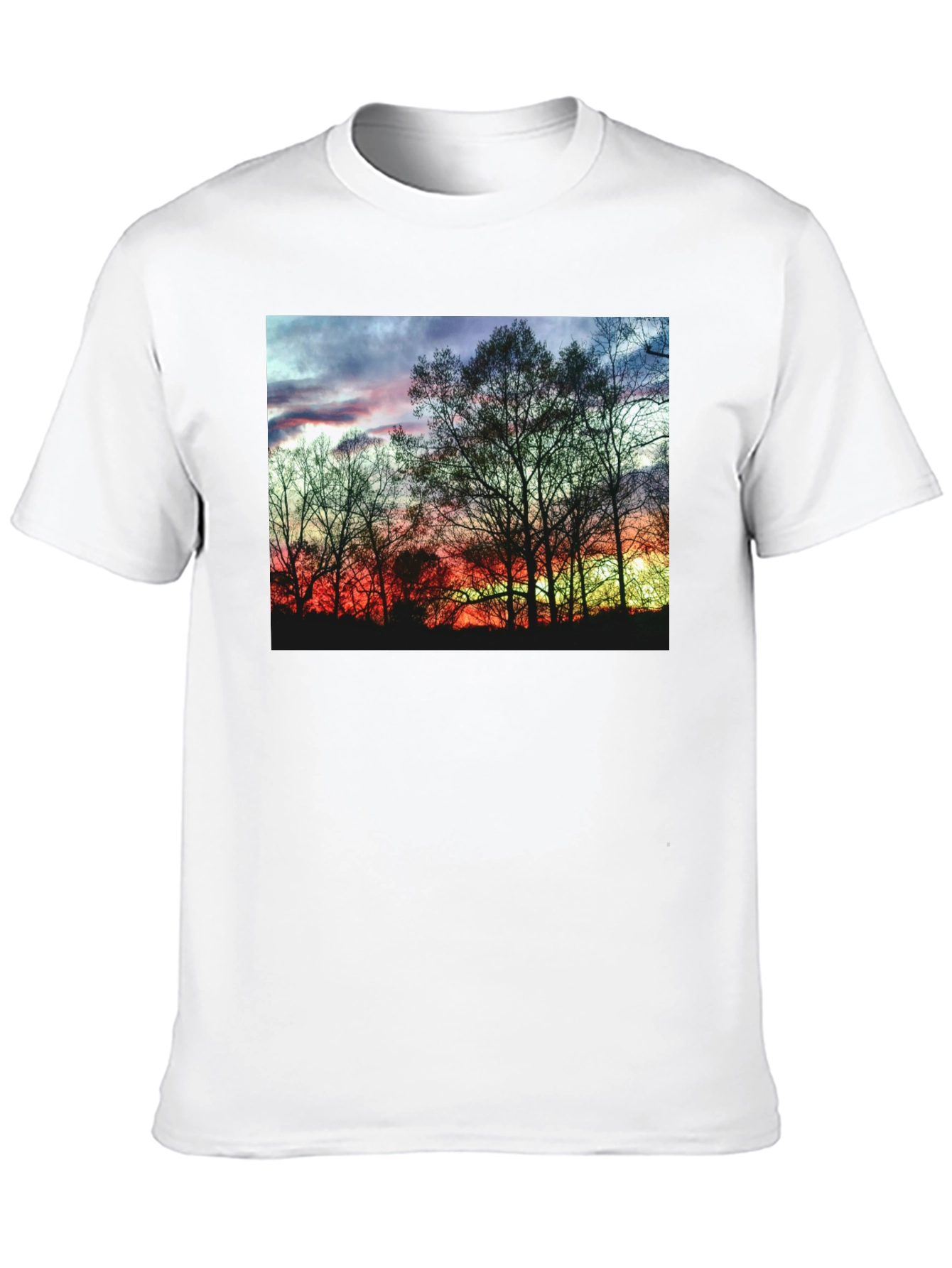 Black Sunset Trees Graphic Black T-Shirt view 10