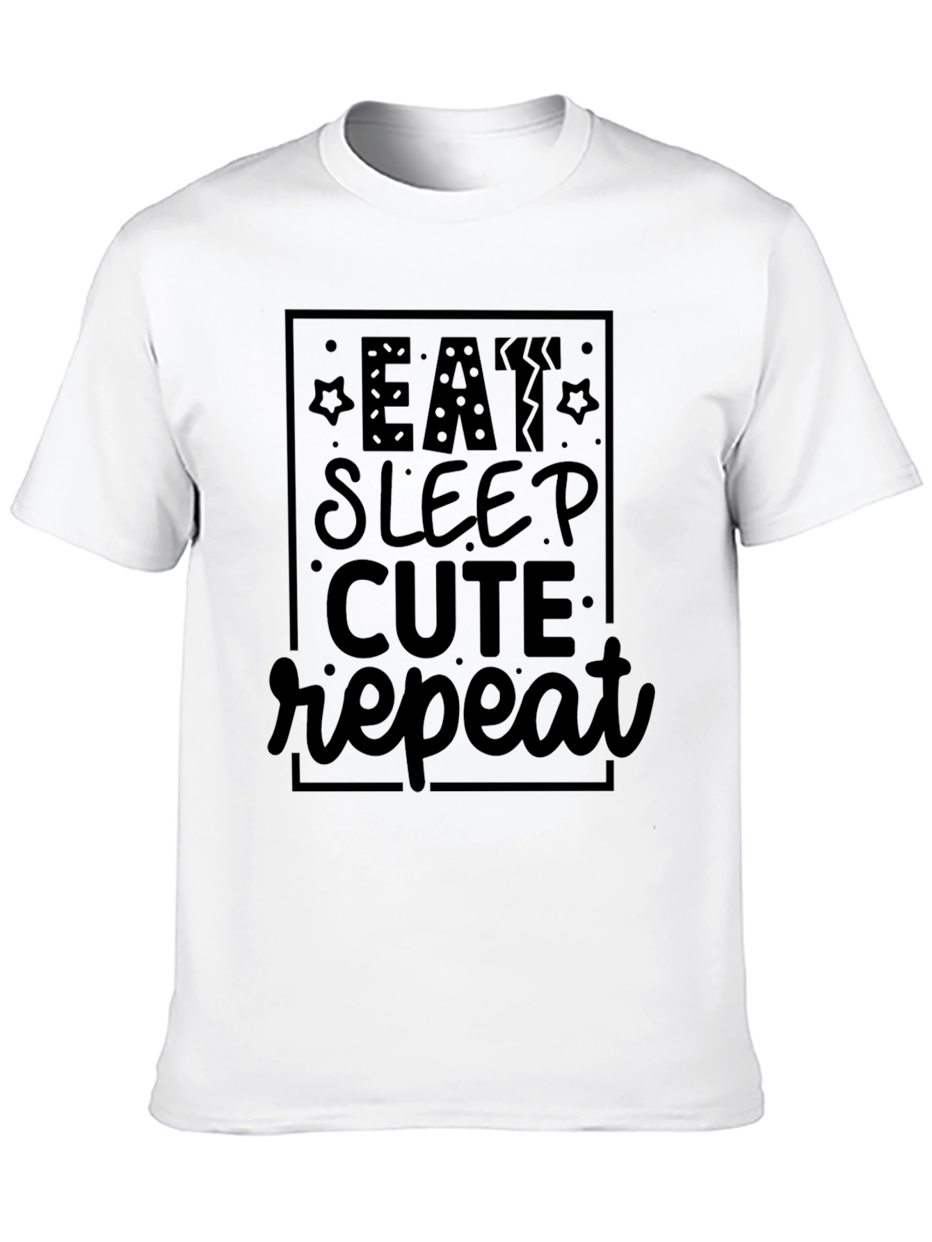 Black Eat Sleep Cute Repeat Black Graphic Tee view 10