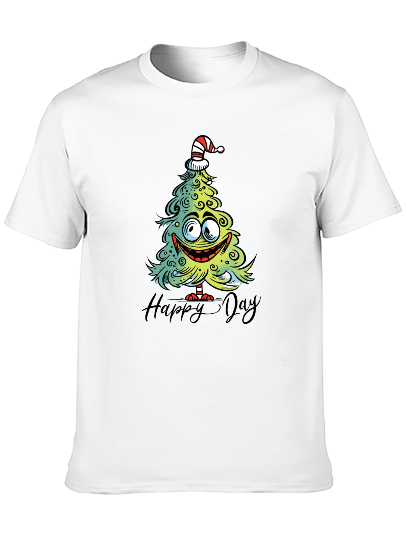 Black Funny Christmas Tree Graphic Tee - Happy Day Shirt view 10