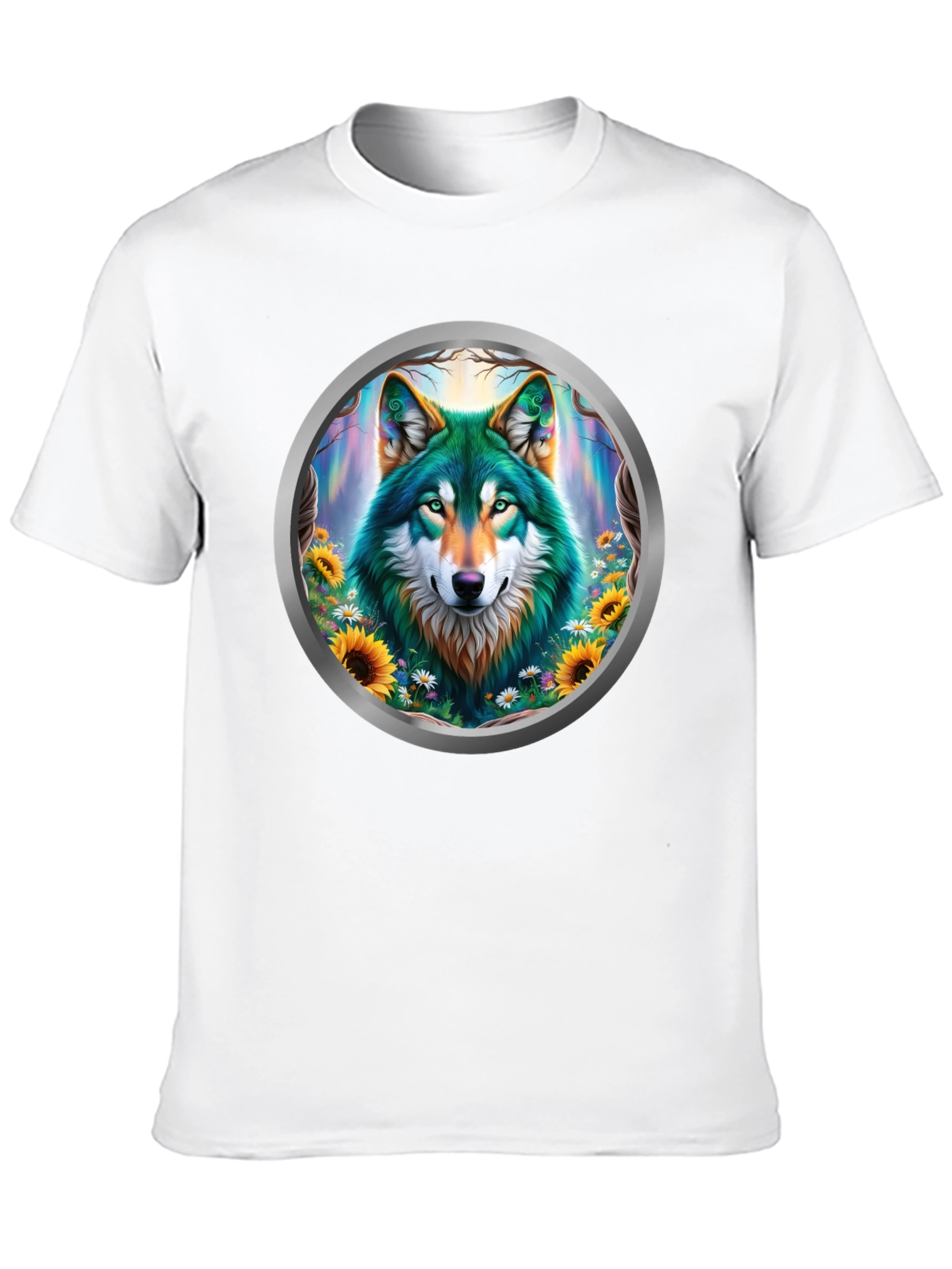 Black Wolf Circle Graphic T-Shirt - Nature Art view 10