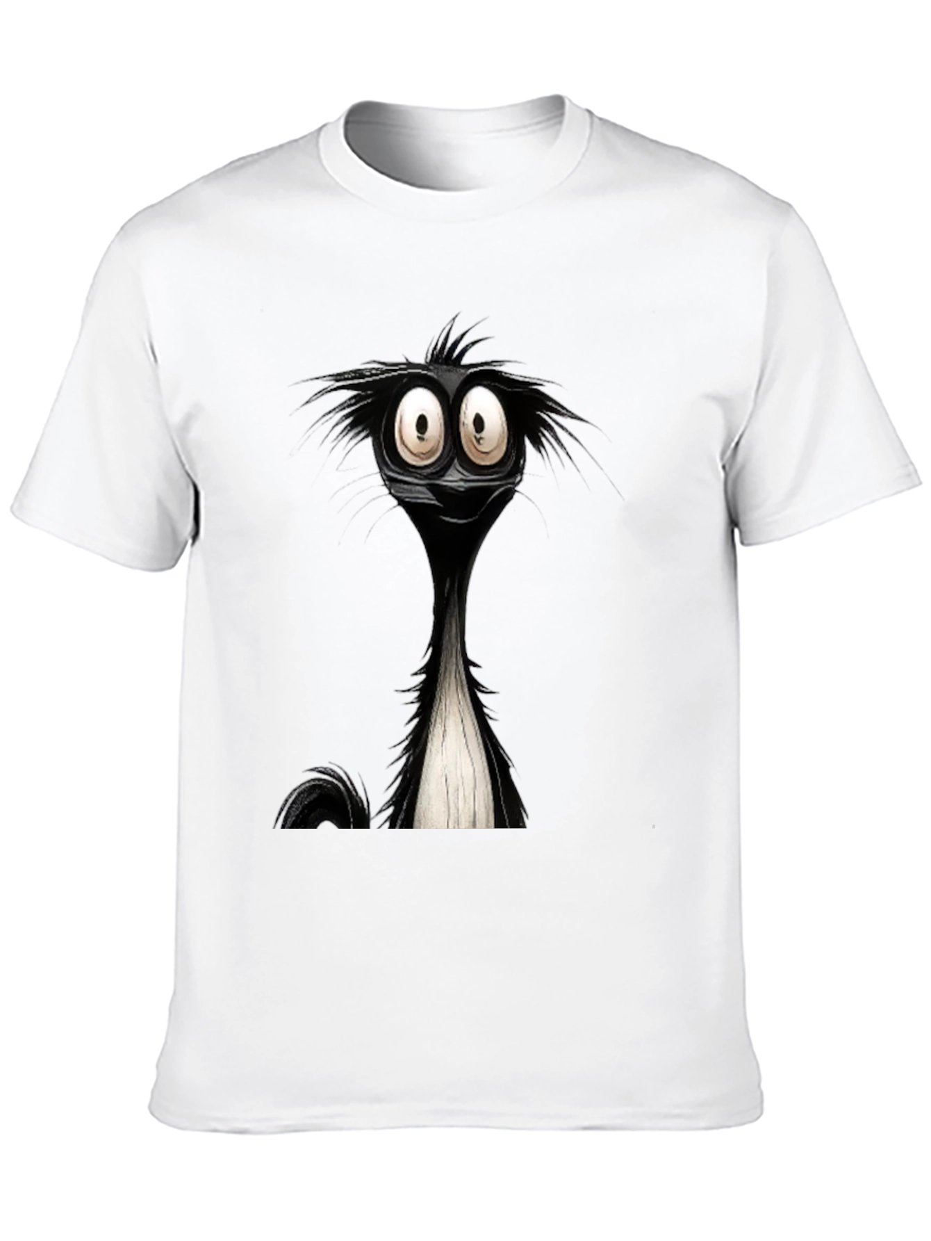 Black Cartoon Skunk Graphic Black T-Shirt view 10