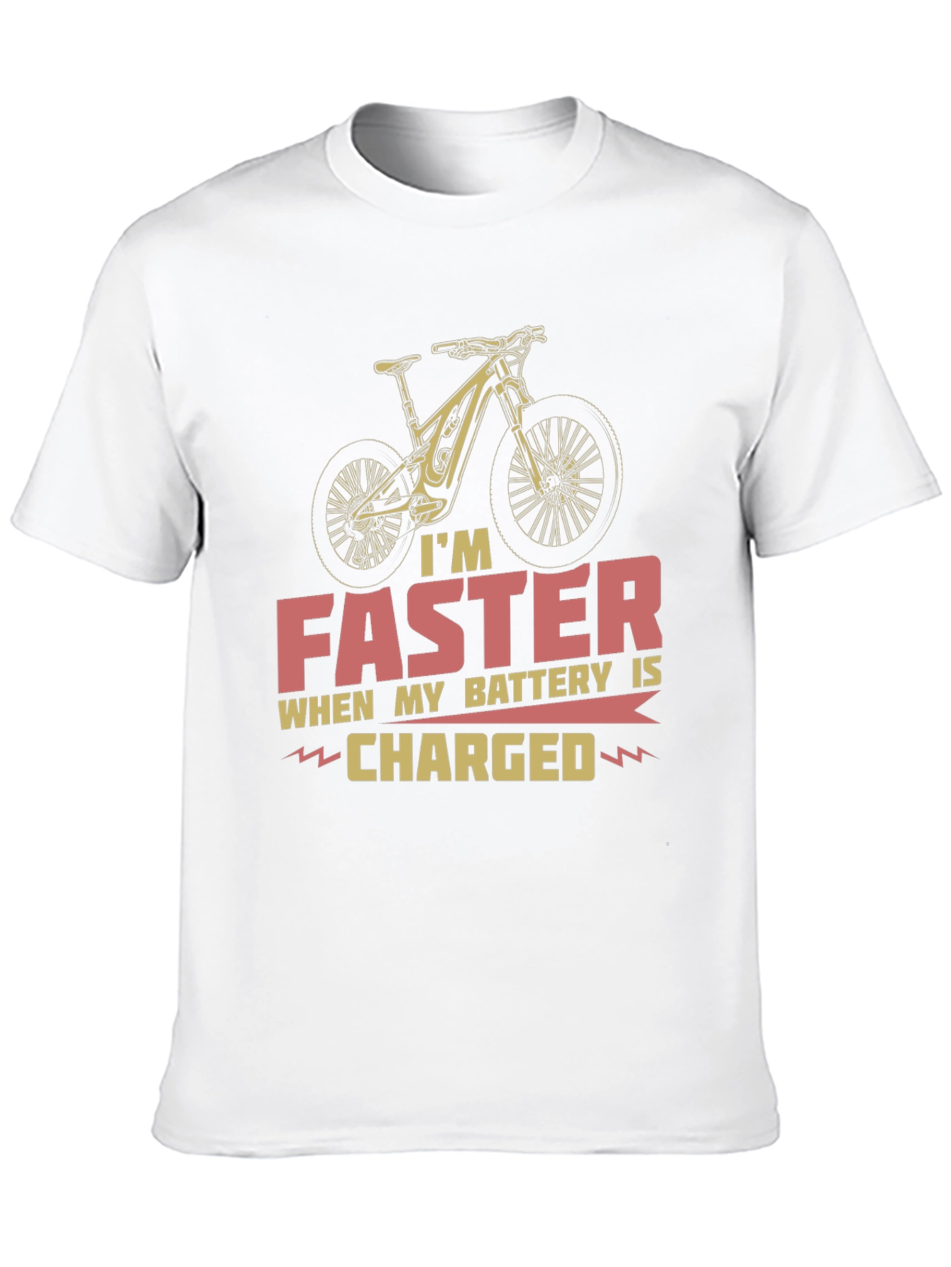 Black Faster When Charged T-Shirt - Electric Bike Design view 10