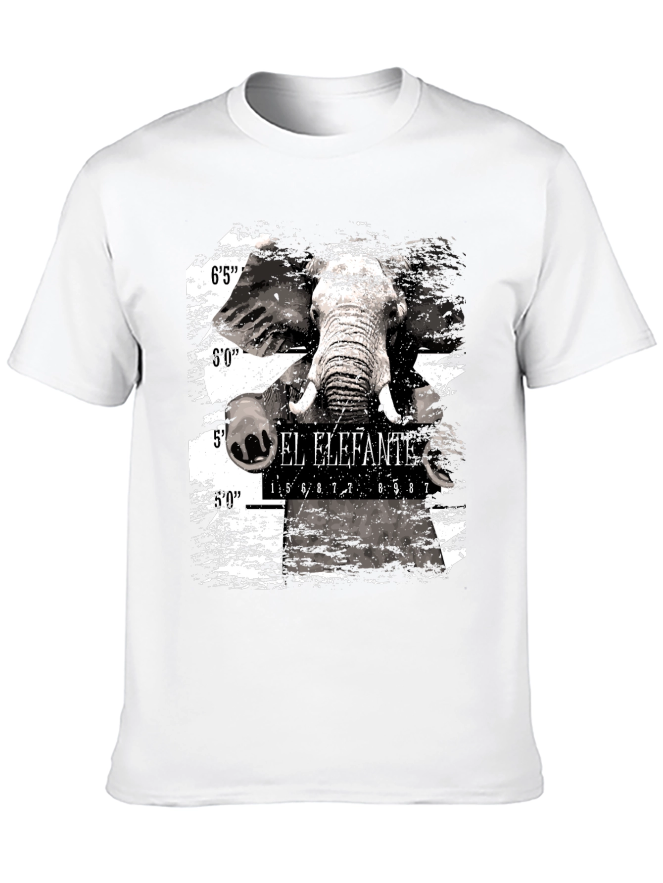 Black El Elefante Mugshot Men's Black Graphic T-Shirt view 10