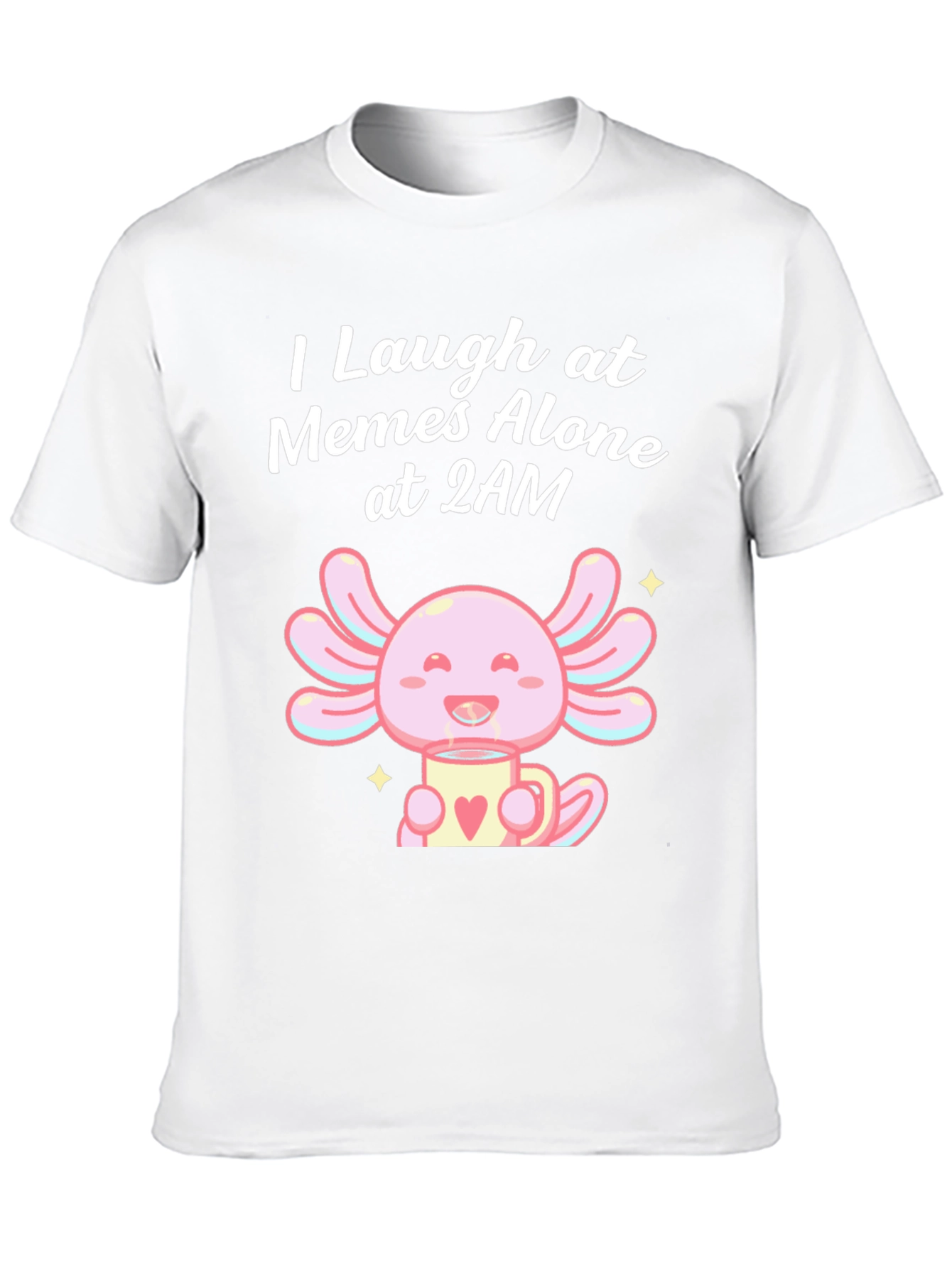 Black I Laugh at Memes Axolotl T-Shirt view 10