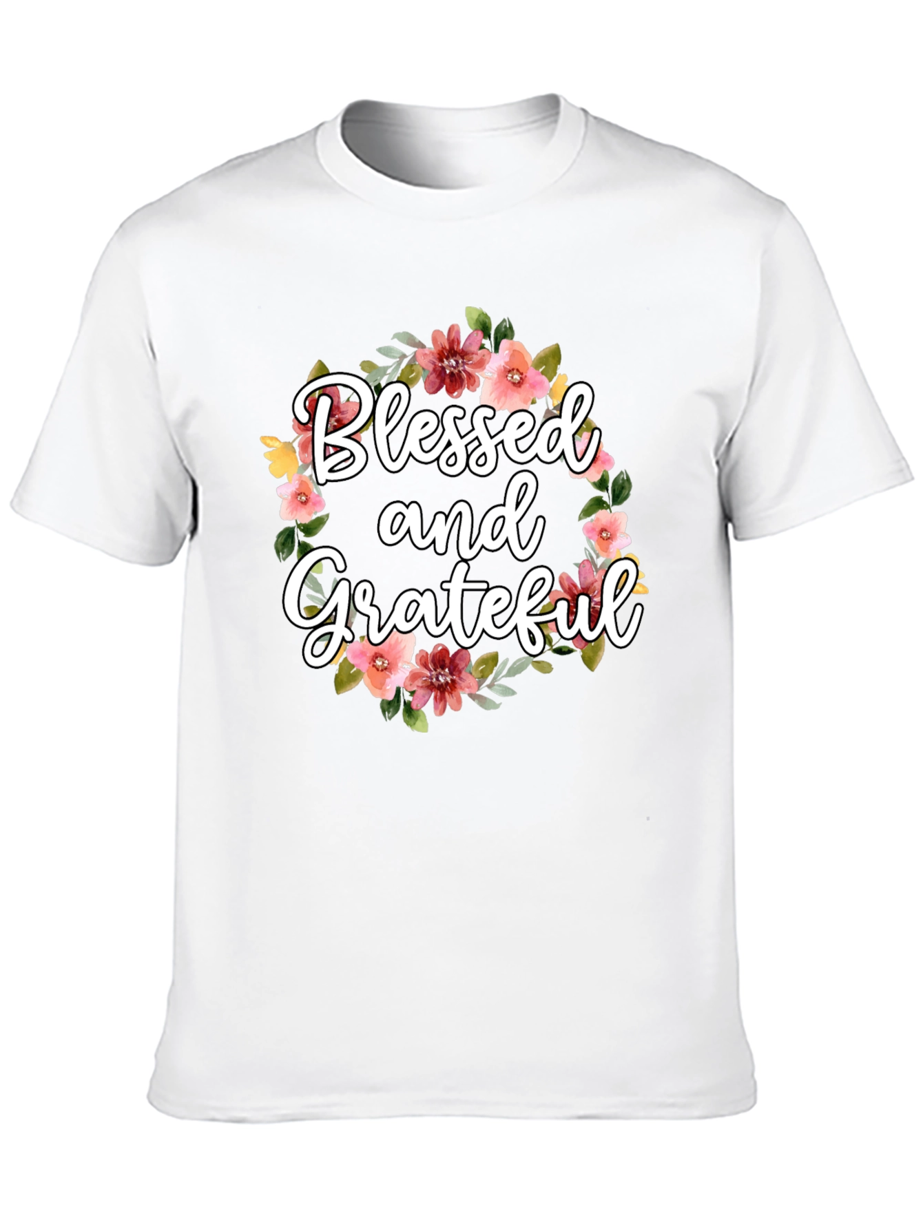 Black Blessed & Grateful Floral T-Shirt view 10